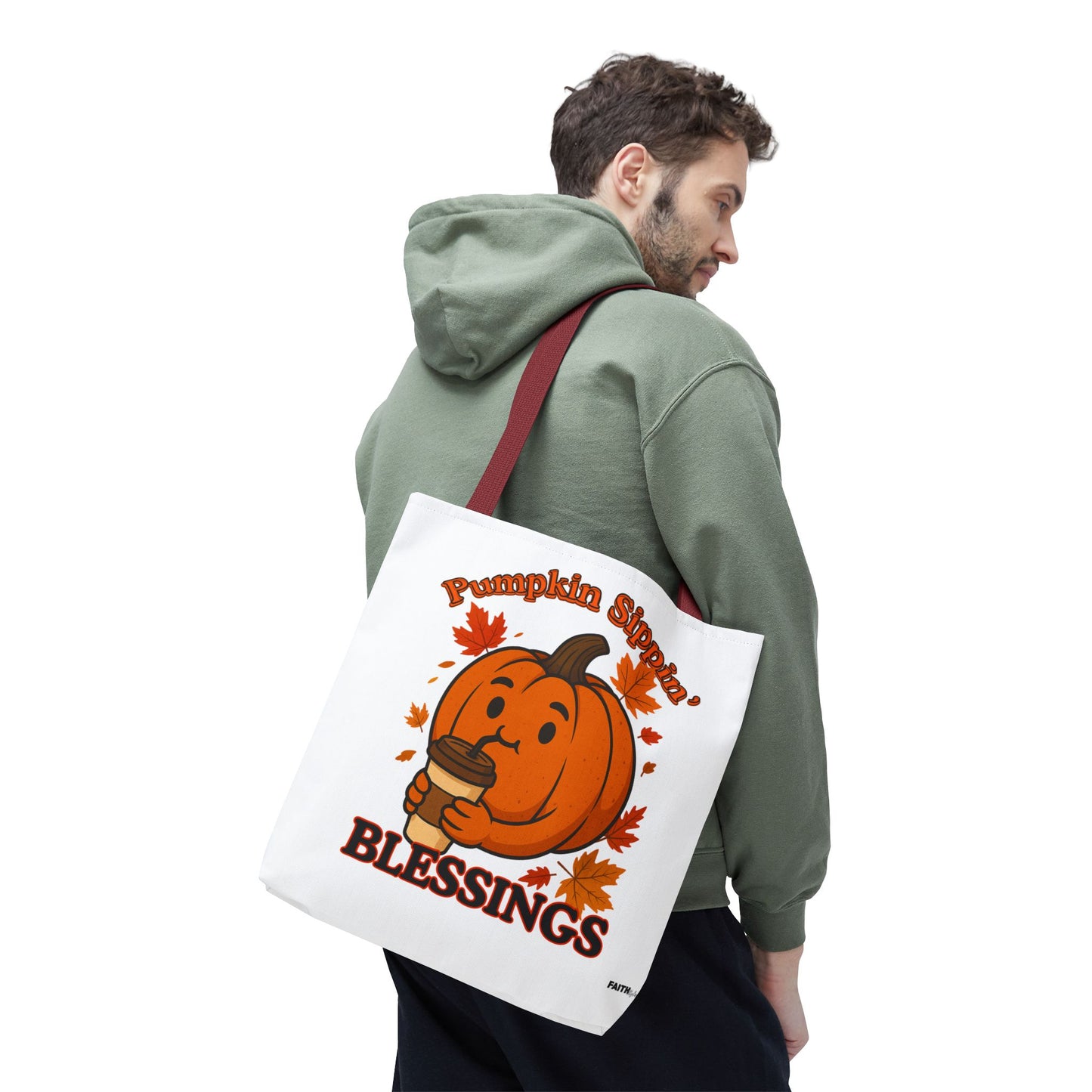 FaithStyles Autumn Pumpkin Blessings Tote Bag | Fall Bag, Cute Tote, Gift for Her, Thanksgiving, Coffee Lovers, Halloween Decor