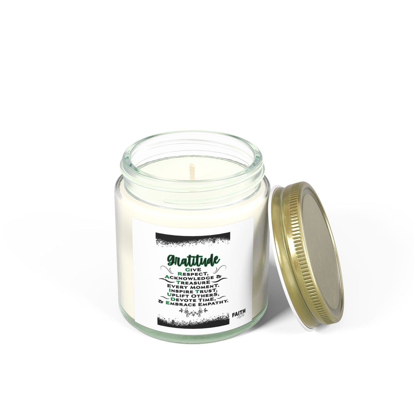 FaithStyles "GRATITUDE" Scented Wax Candles, Coconut Apricot Wax (4oz, 9oz)