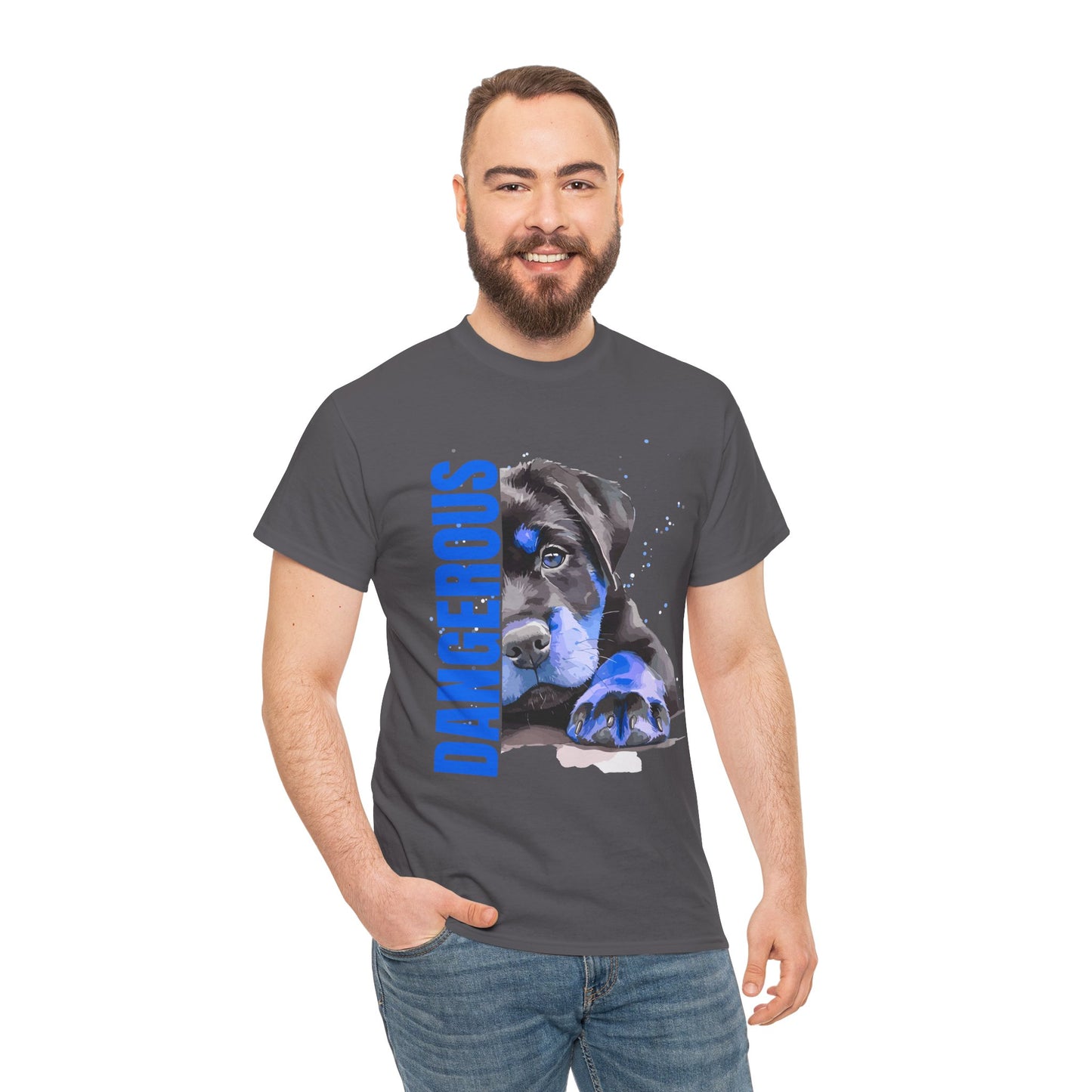 "'DANGEROUS" Cool Dog Lover Tee - Unisex Heavy Cotton T-Shirt