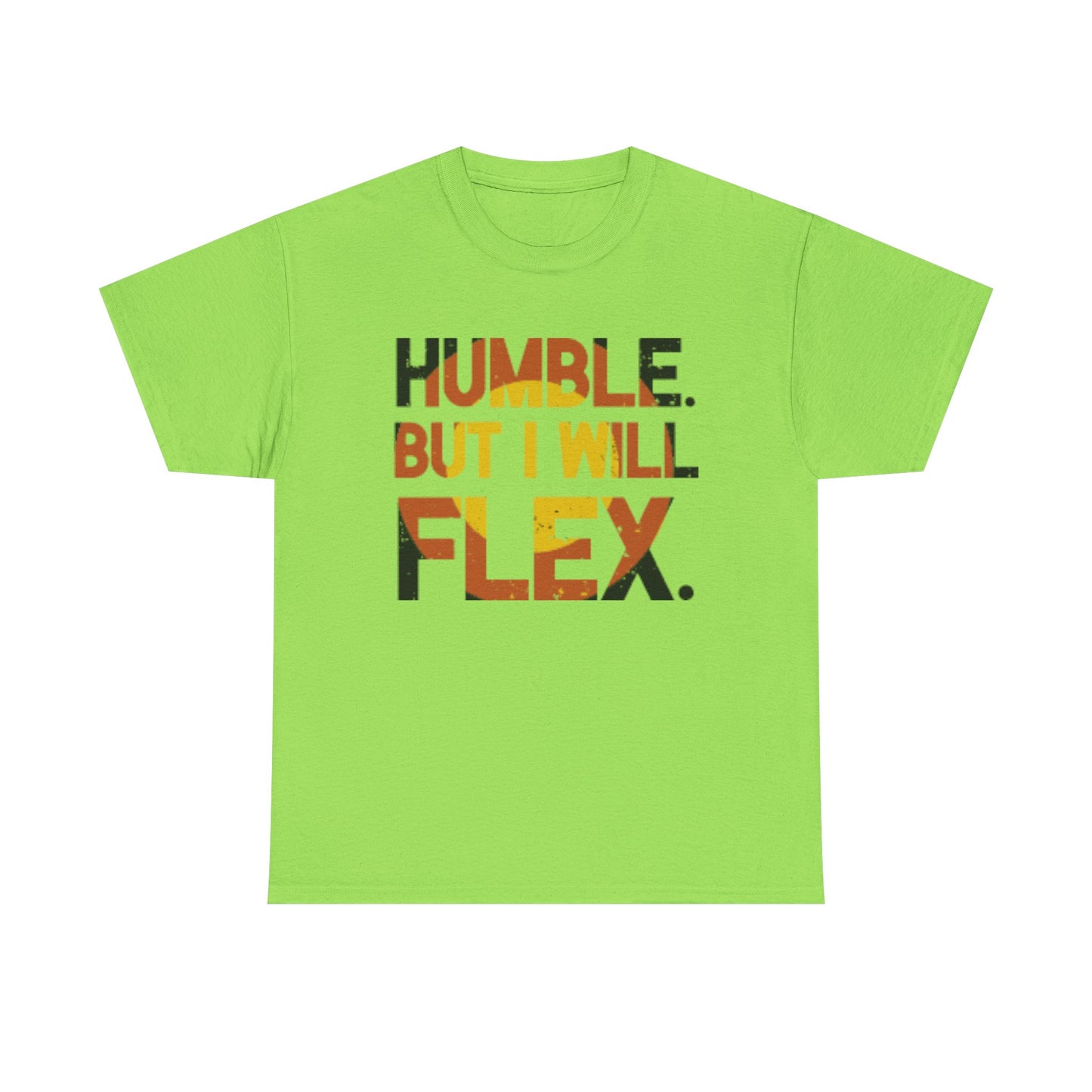 Male Heavy Cotton Tee - 'Humble. But I Will Flex.' Motivational Shirt, Gift for Fitness Lovers, Casual Top, Birthday Gift, Gym Wear