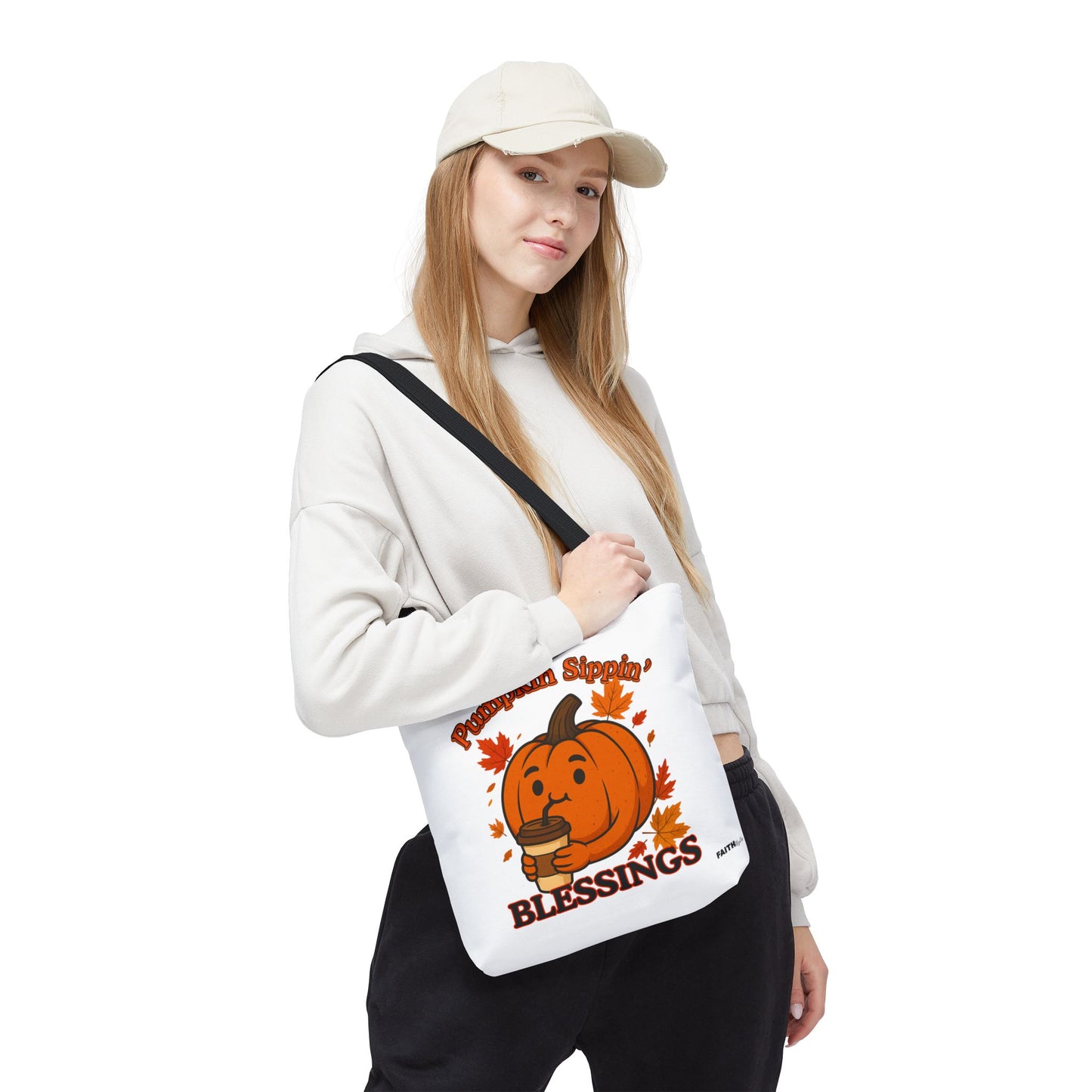FaithStyles Autumn Pumpkin Blessings Tote Bag | Fall Bag, Cute Tote, Gift for Her, Thanksgiving, Coffee Lovers, Halloween Decor