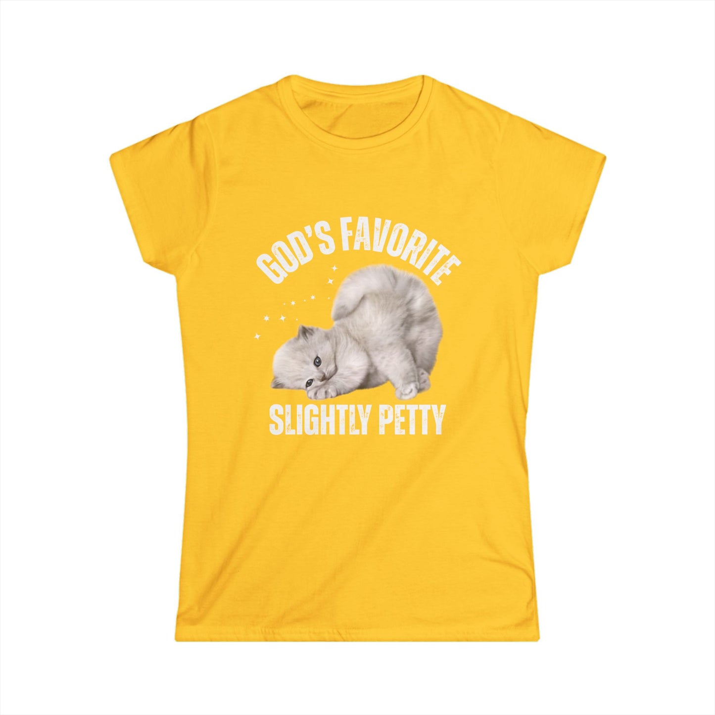 Women's Cat Lover Tee - God's Favorite, Gift for Cat Moms, Funny Petty Shirt, Cute Animal T-Shirt, Casual Everyday Wear
