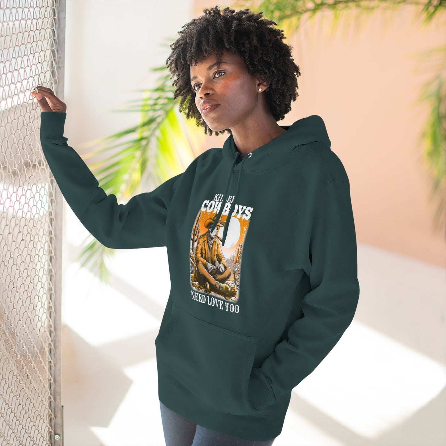Three-Panel Fleece Hoodie-Front & Back Images
