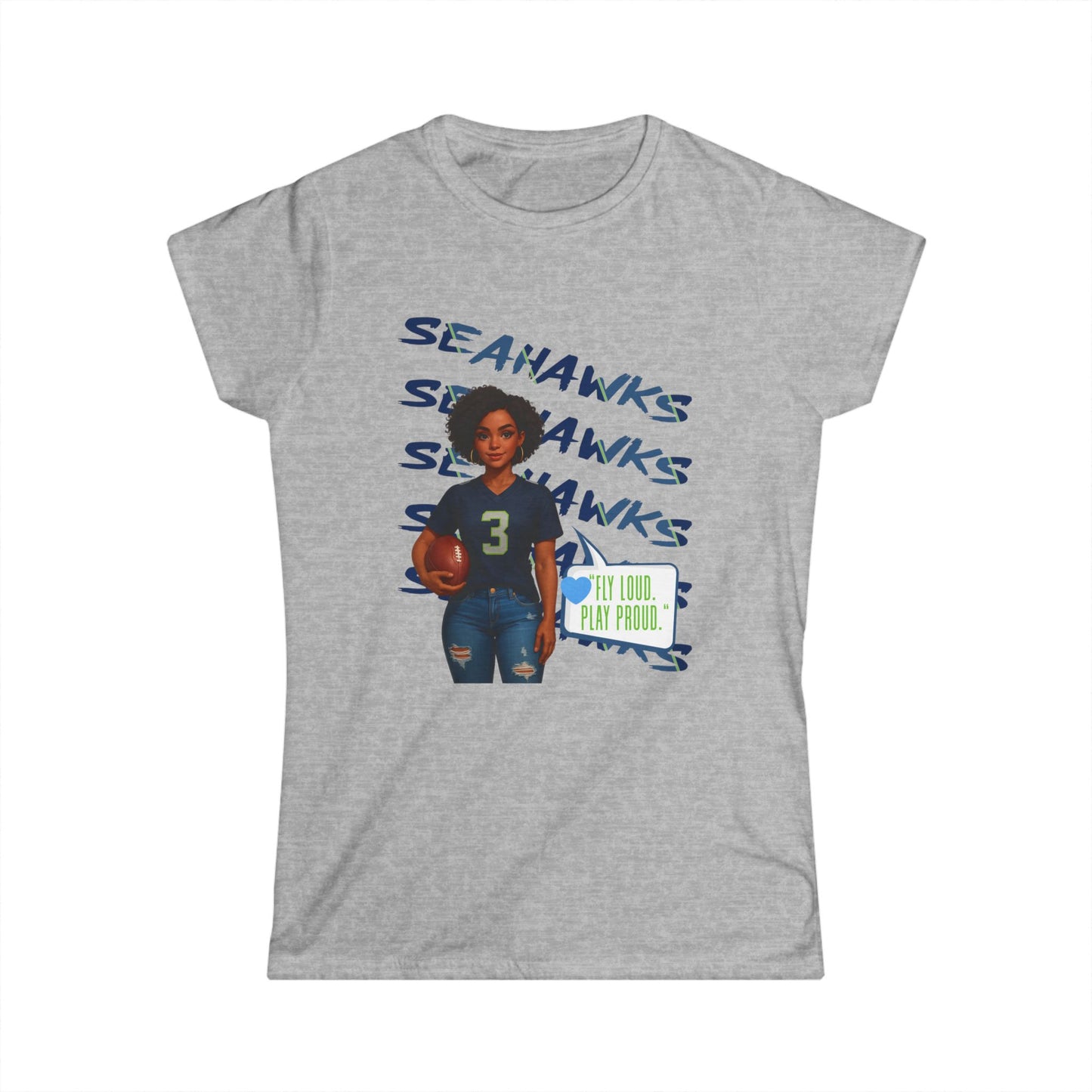 Women’s Football Fan Tee – Sporty Comfort, Seahawks Style, Perfect for Game Day, Casual Wear, Sports Enthusiasts, Gift Idea