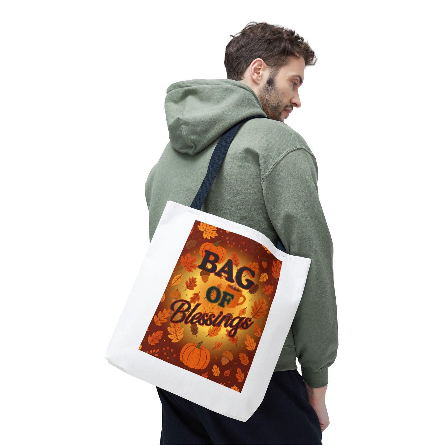 Autumn Blessings Tote Bag, Fall Tote for Shopping, Thanksgiving Gift Bag, Seasonal Carrier, Eco-Friendly Reusable Tote