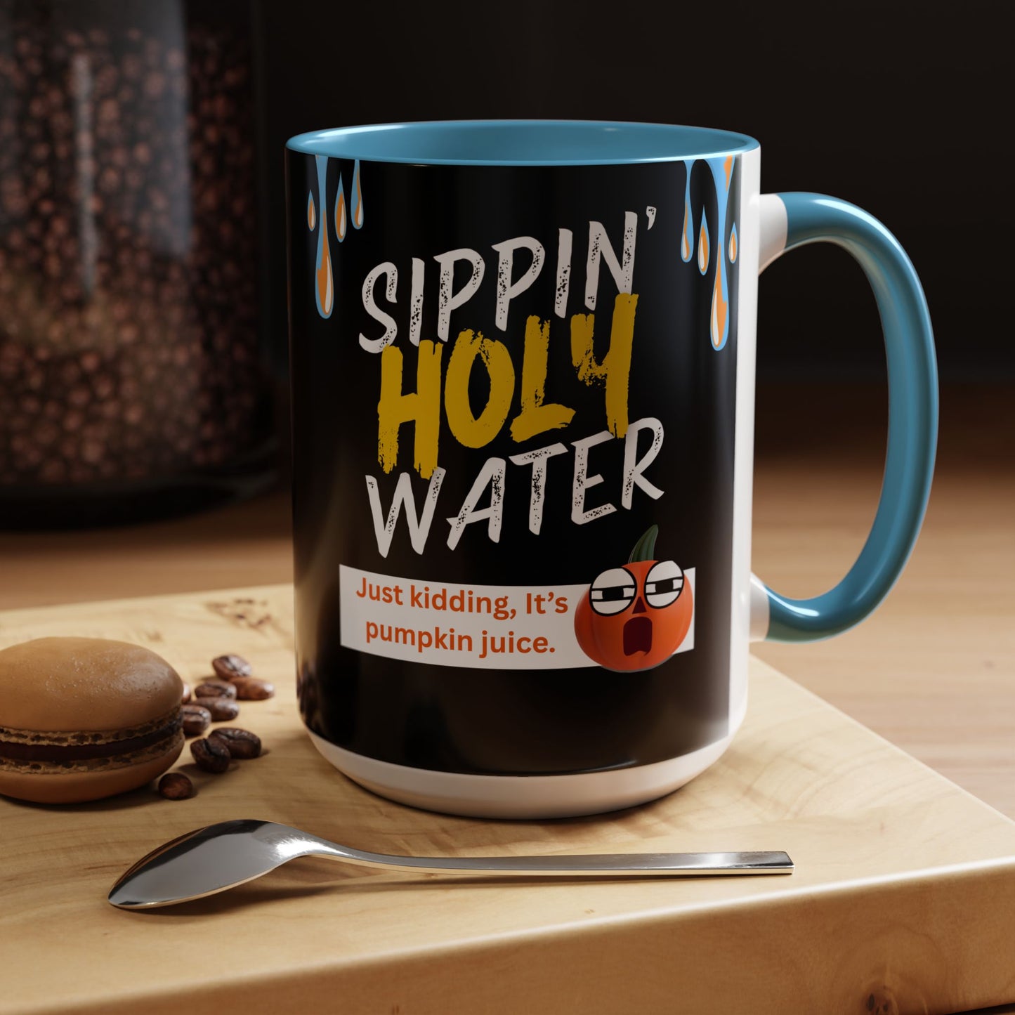 Sippin' Holy Water Coffee Mug, Funny Pumpkin Juice Mug, Halloween Coffee Cup, Unique Gift for Fall, Cute Office Mug, Quirky Kitchenware