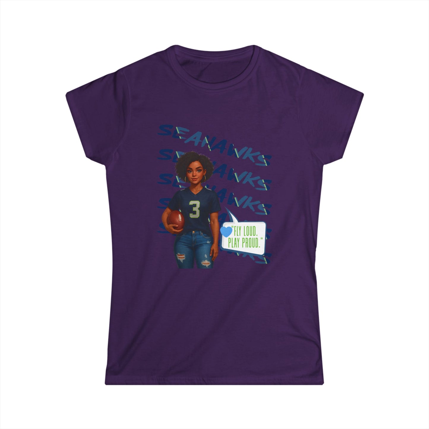 Women’s Football Fan Tee – Sporty Comfort, Seahawks Style, Perfect for Game Day, Casual Wear, Sports Enthusiasts, Gift Idea