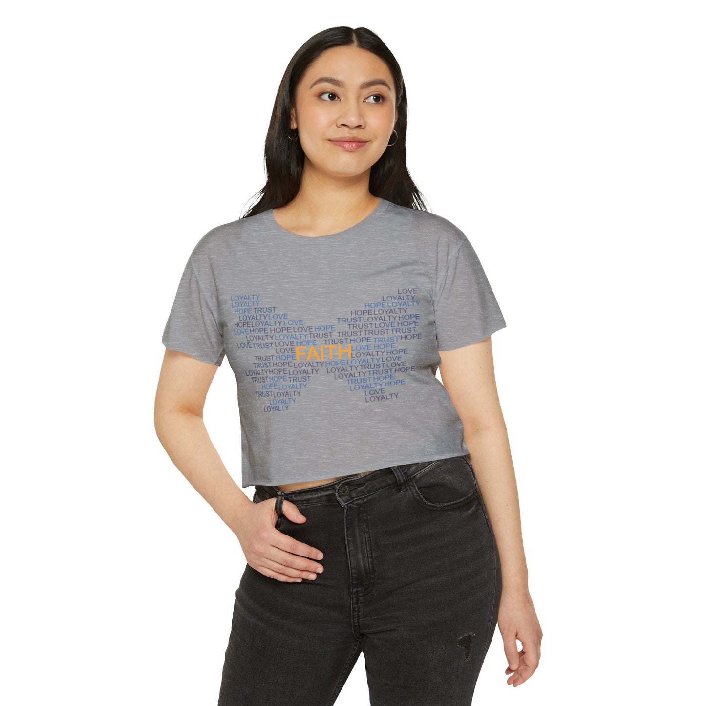 Women's Festival Crop Top with Faith Design, Boho Style Tee, Summer Festival Top, Inspirational Apparel, Gift for Her
