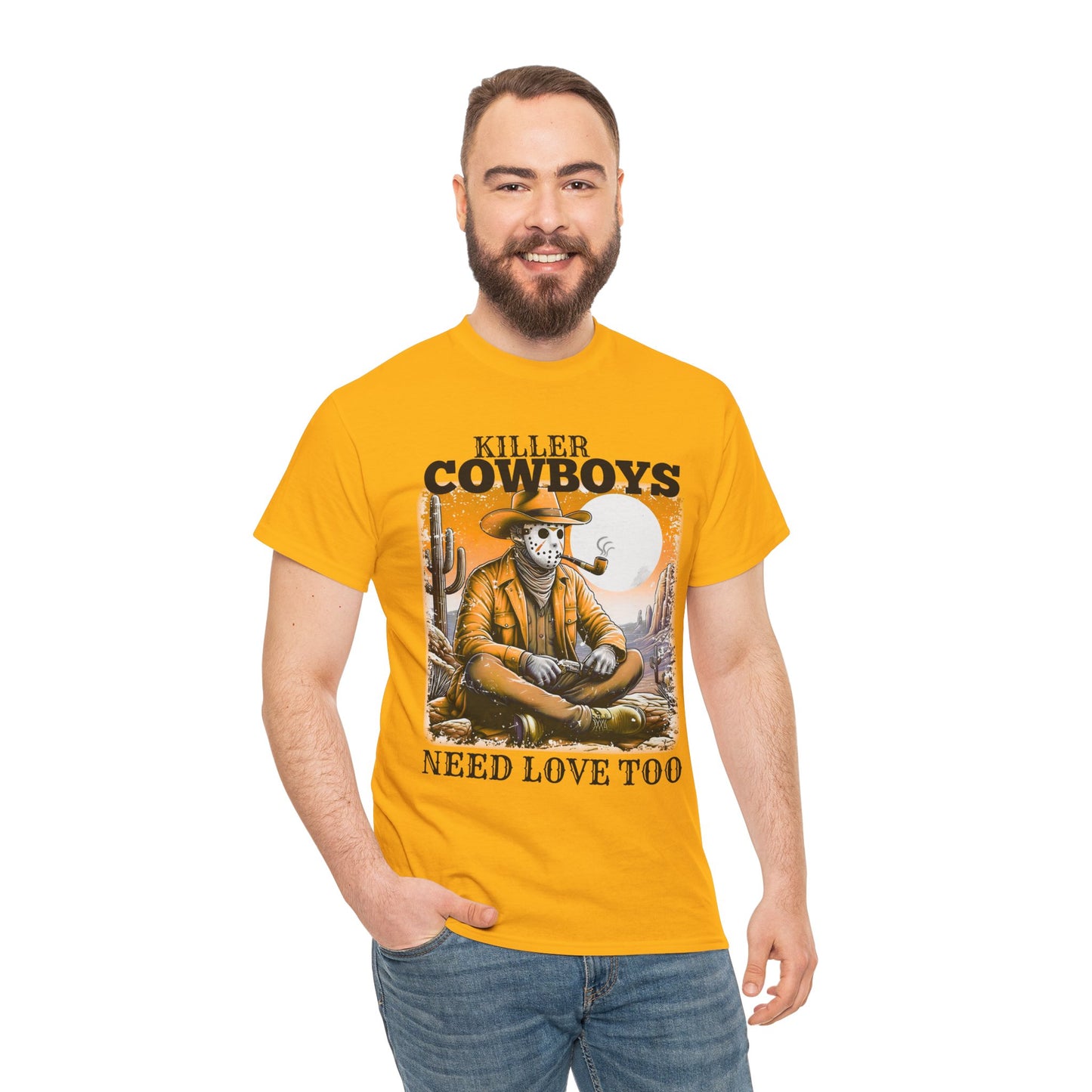 Killer Cowboys Graphic Tee, Unisex Heavy Cotton T-Shirt for Casual Wear, Cowboy Lover Gift, Western Occasion Apparel