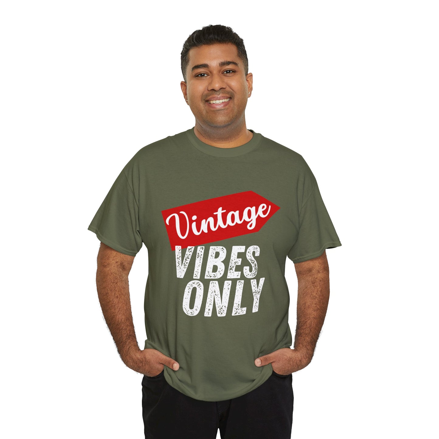 Vintage Vibes Only Unisex Heavy Cotton Tee, Retro T-Shirt, Trendy Gift for Him/Her, Casual Wear, Music Festival Outfit