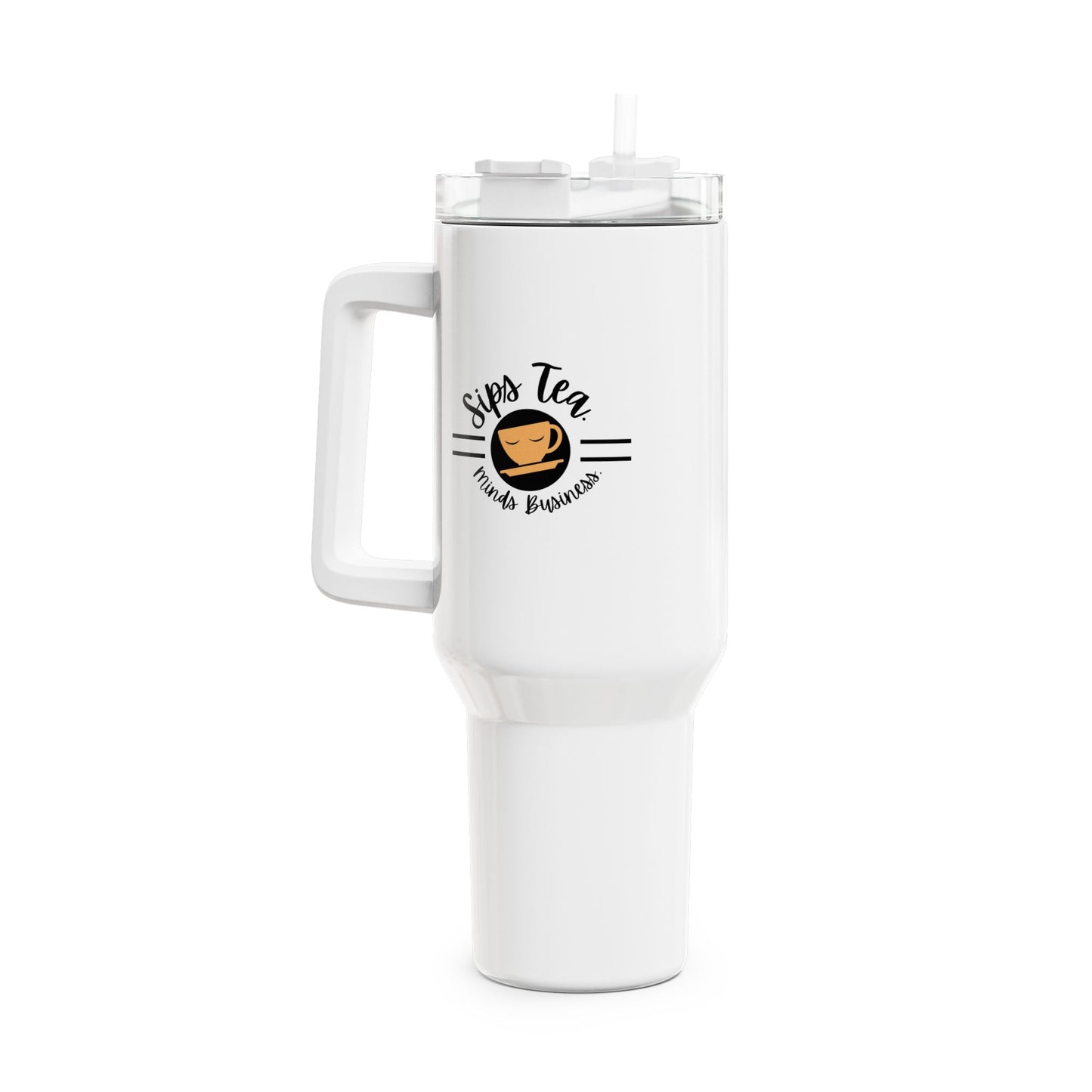 40oz Tumbler with Straw - Perfect for Hot or Cold Beverages, Travel Mug, Insulated Water Bottle, Unique Gift for Tea Lovers, Sips Tea Design