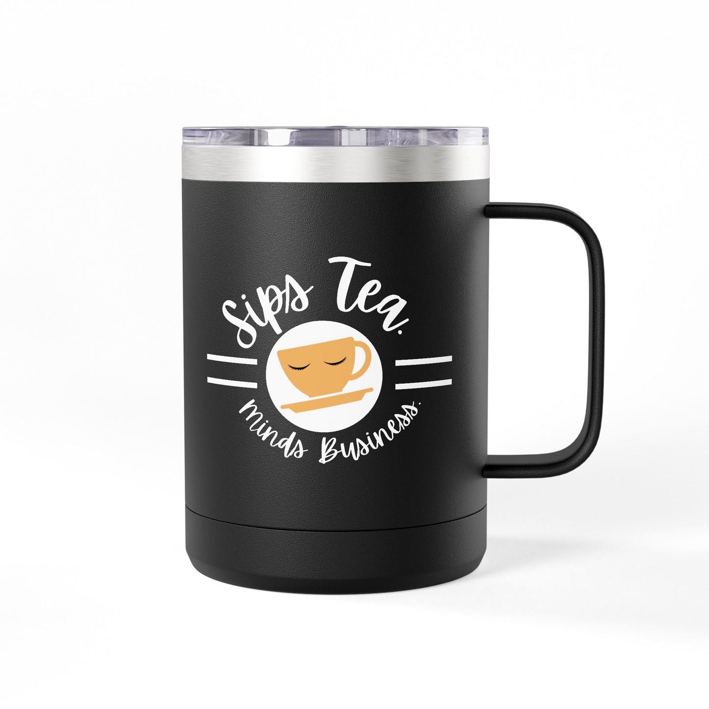 Coffee Lover's Tumbler with Sips Tea Design, Insulated Mug for Home, Travel, Gift for Coffee & Tea Lovers, Birthday, Office, Everyday Use