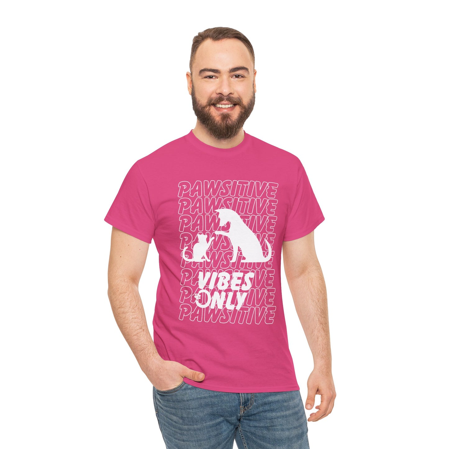 "Pawsitive Vibes Only" Unisex Heavy Cotton T-shirt
