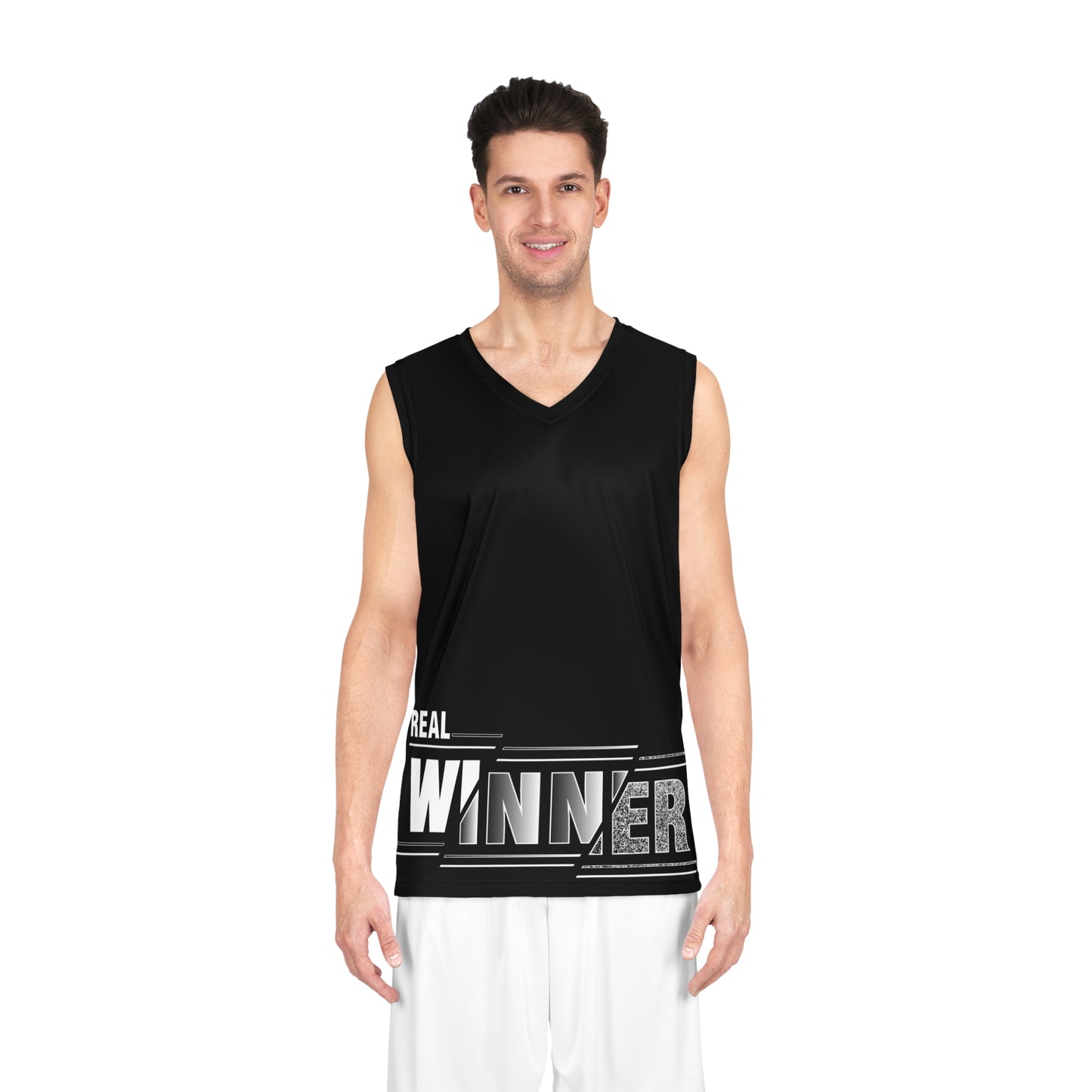 Real Winner Basketball Jersey - AOP Athletic Tank, Sportswear, Gift for Basketball Fans, Team Jersey, Workout Apparel, Sports Events