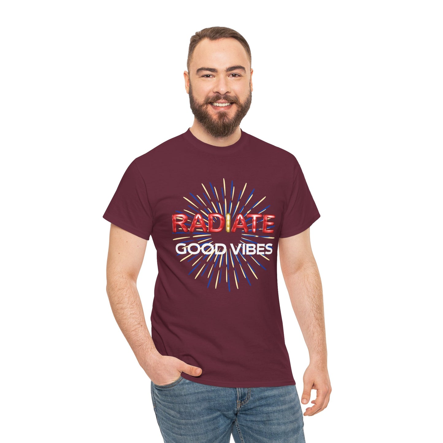 Radiate Unisex Heavy Cotton Tee - Positive Vibe Shirt, Gift for Friends, Motivational Apparel, Casual Wear, Everyday Comfort