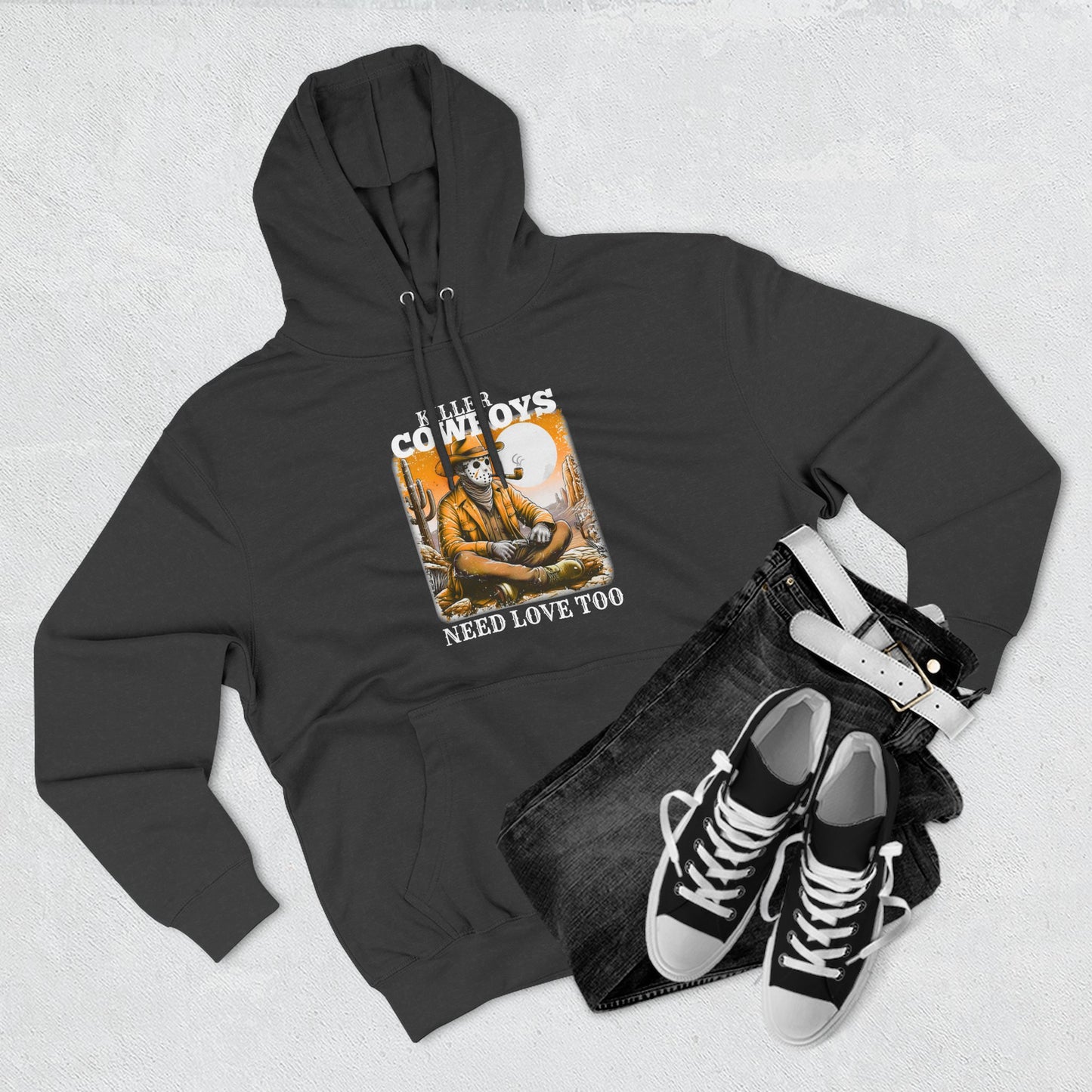 Three-Panel Fleece Hoodie-Front & Back Images