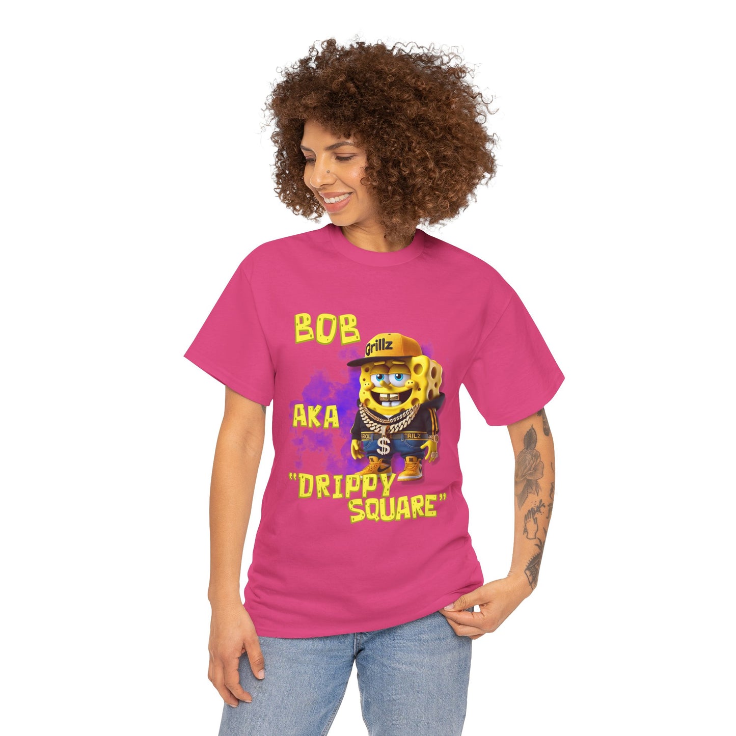 "DRIPPY SQUARE" Funny Unisex Heavy Cotton Tee - Graphic T-Shirt