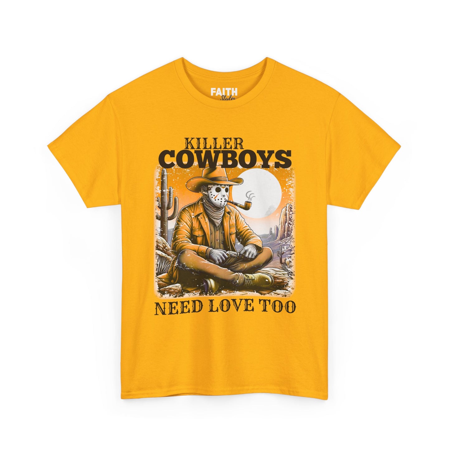 Killer Cowboys Graphic Tee, Unisex Heavy Cotton T-Shirt for Casual Wear, Cowboy Lover Gift, Western Occasion Apparel