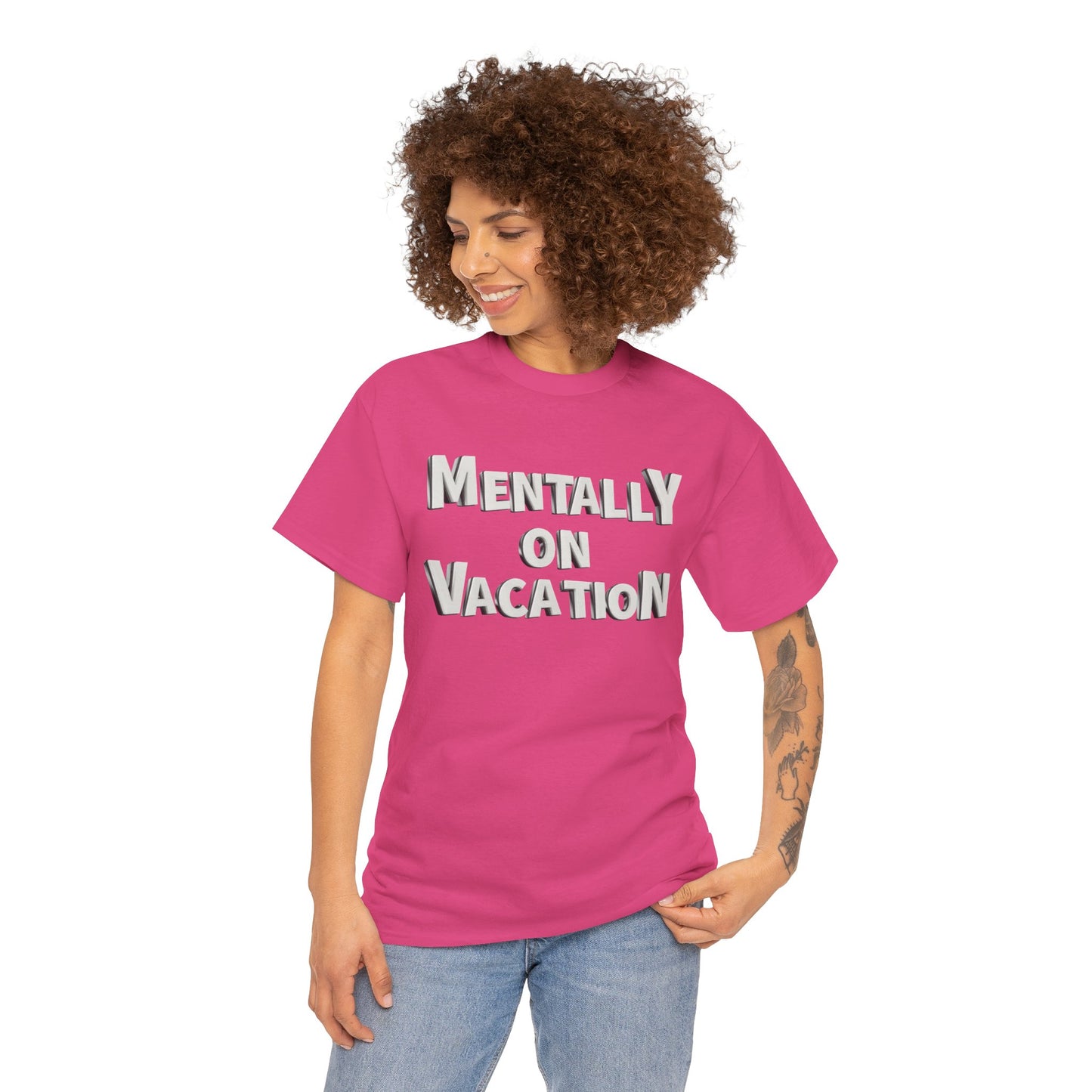 Mentally on Vacation Tee, Relaxed Fit Cotton Shirt, Summer Vibes Tee, Vacation Inspired Top, Gift for Travel Lovers, Casual Wear