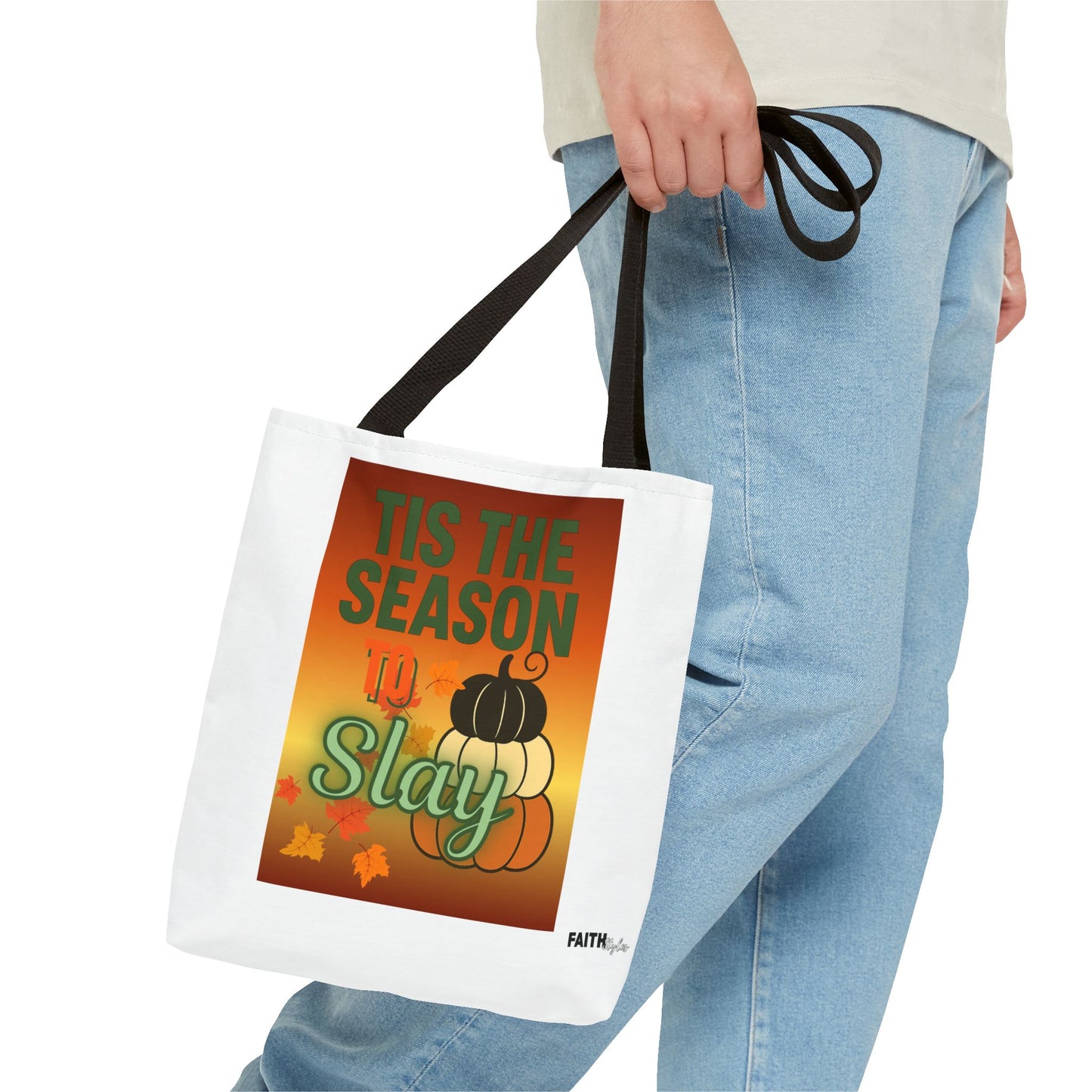 FaithStyles Seasonal Tote Bag: 'Tis the Season to Slay | Fall Shopping Bag, Halloween Tote, Autumn Handbag, Gift Bag, Eco-Friendly Tote