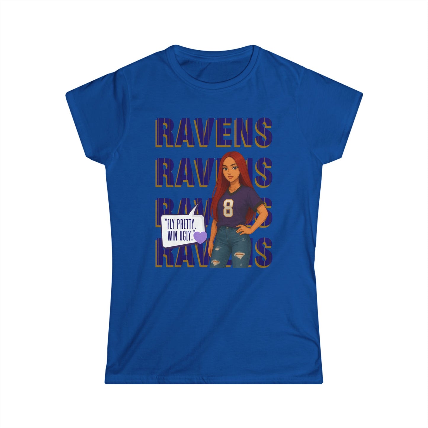Ravens Fan Women's Softstyle Tee, Sports Apparel, Gift for Fans, Casual Wear, Game Day Outfit, Football Merchandise