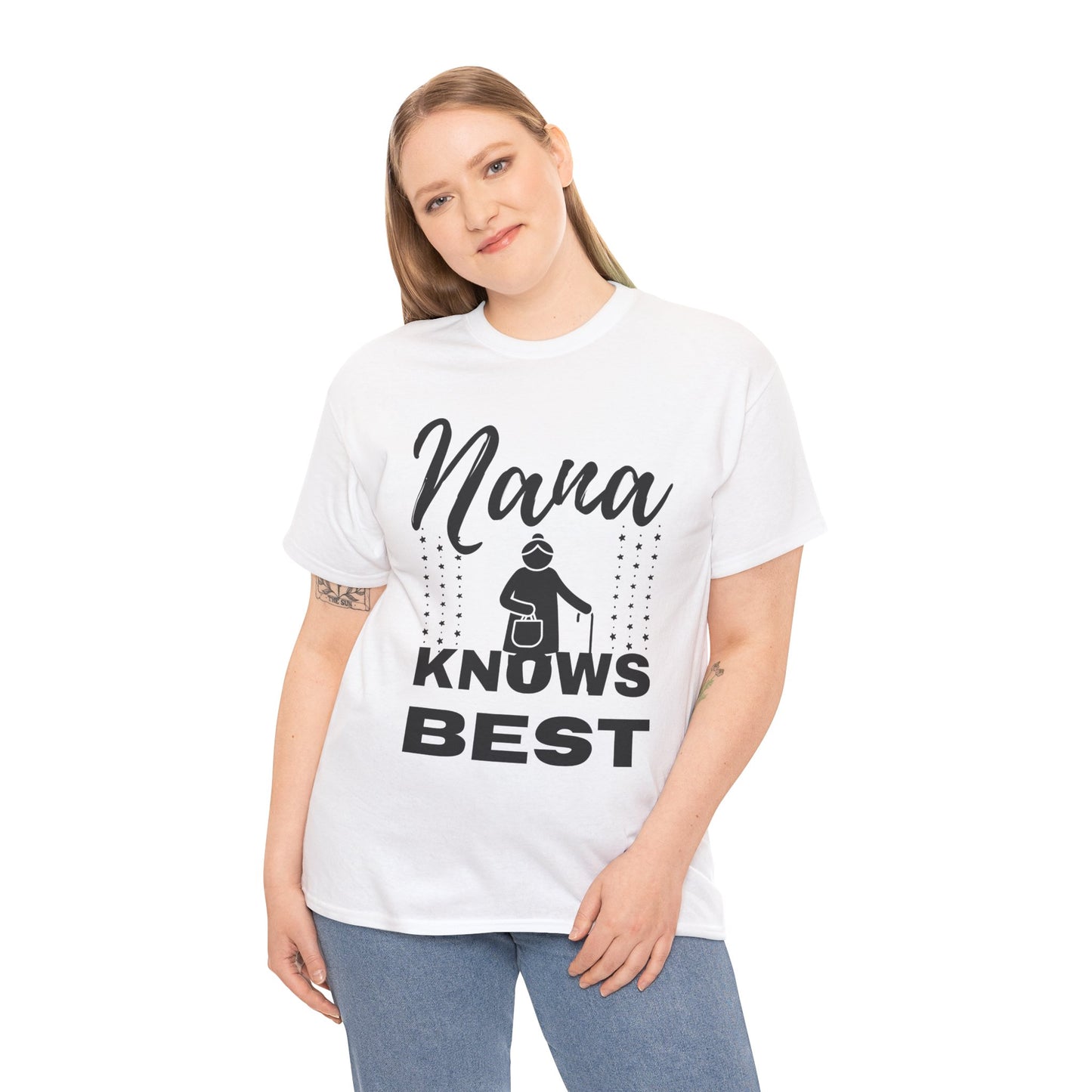 Unisex Heavy Cotton Tee - Nana Knows Best, Gift for Grandma, Family Reunion, Mother's Day, Casual Everyday Wear