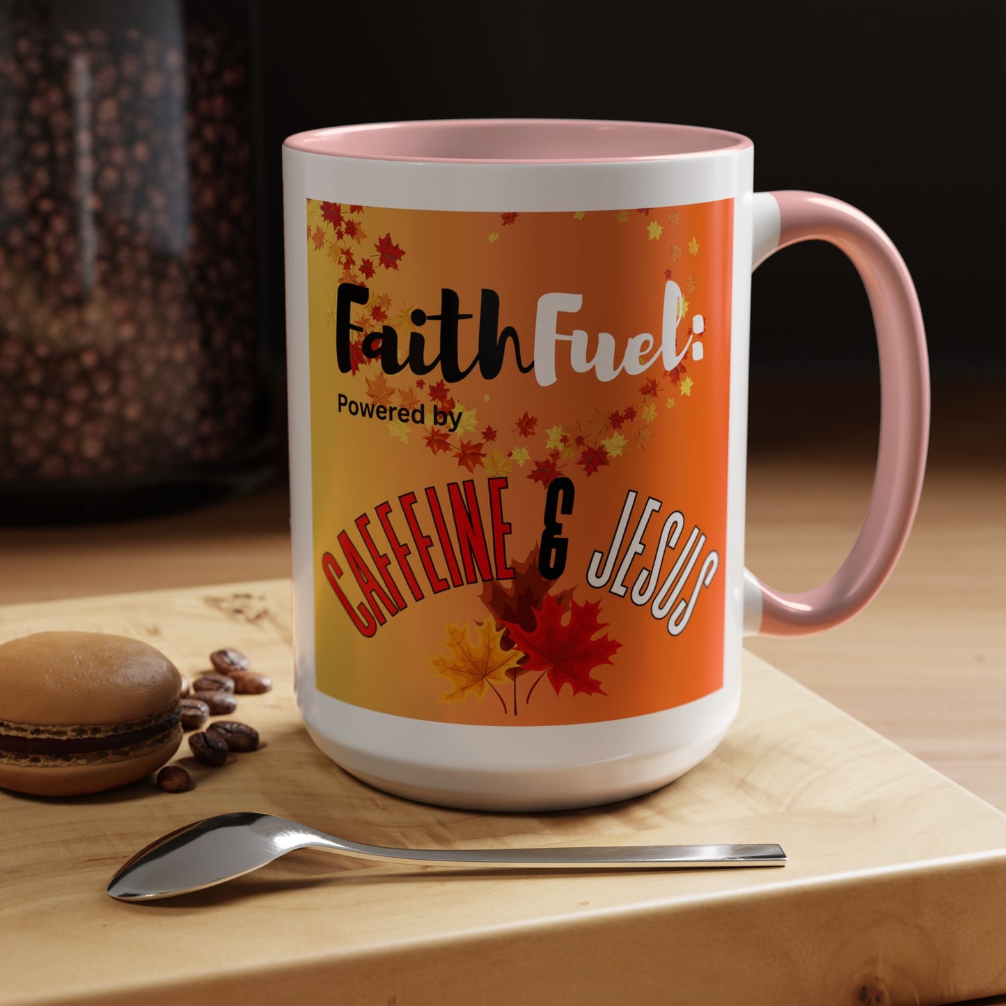 FaithFuel Caffeine & Jesus Mug - Fall Coffee Cup, Inspirational Gift, Autumn Decor, Home Office Supplies, Religious Mug