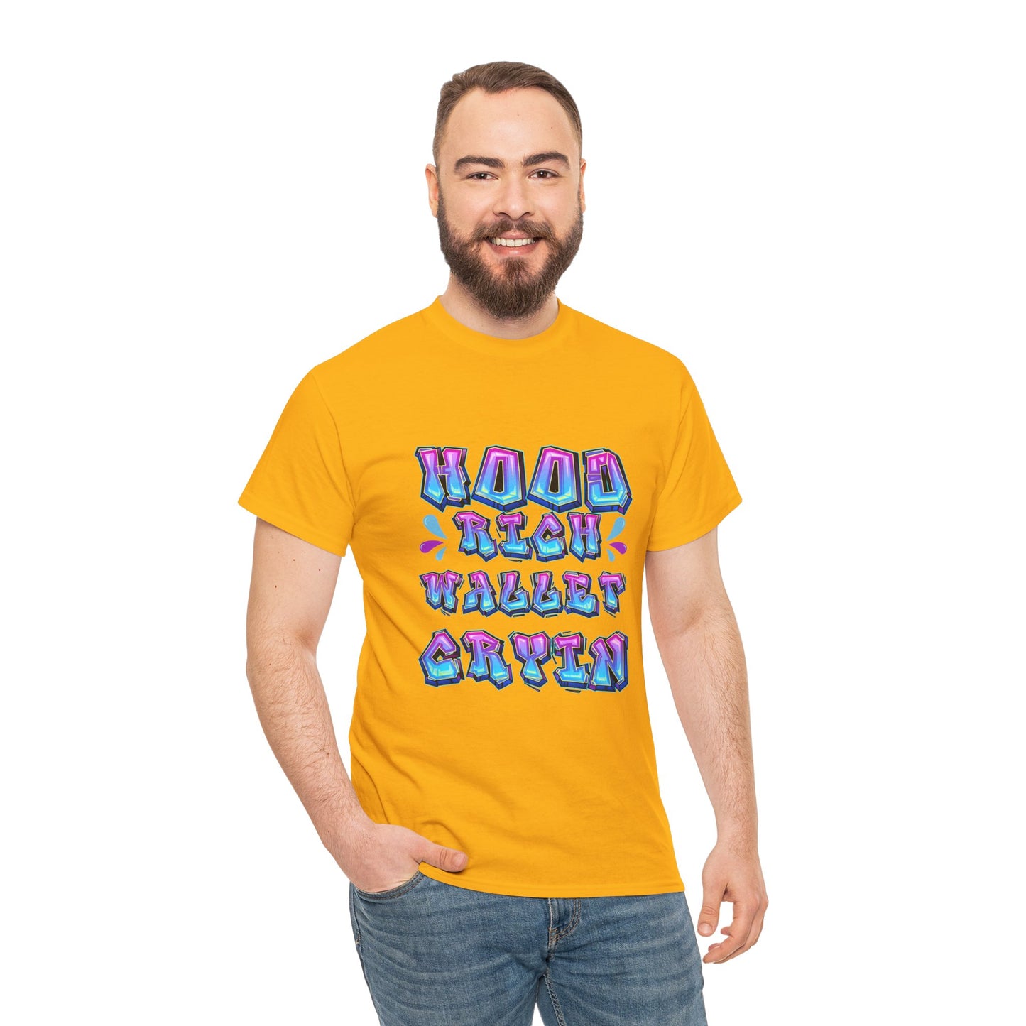 Cool Graphic Tee - 'Hood Rich Wallet Cryin' Unisex Heavy Cotton T-shirt