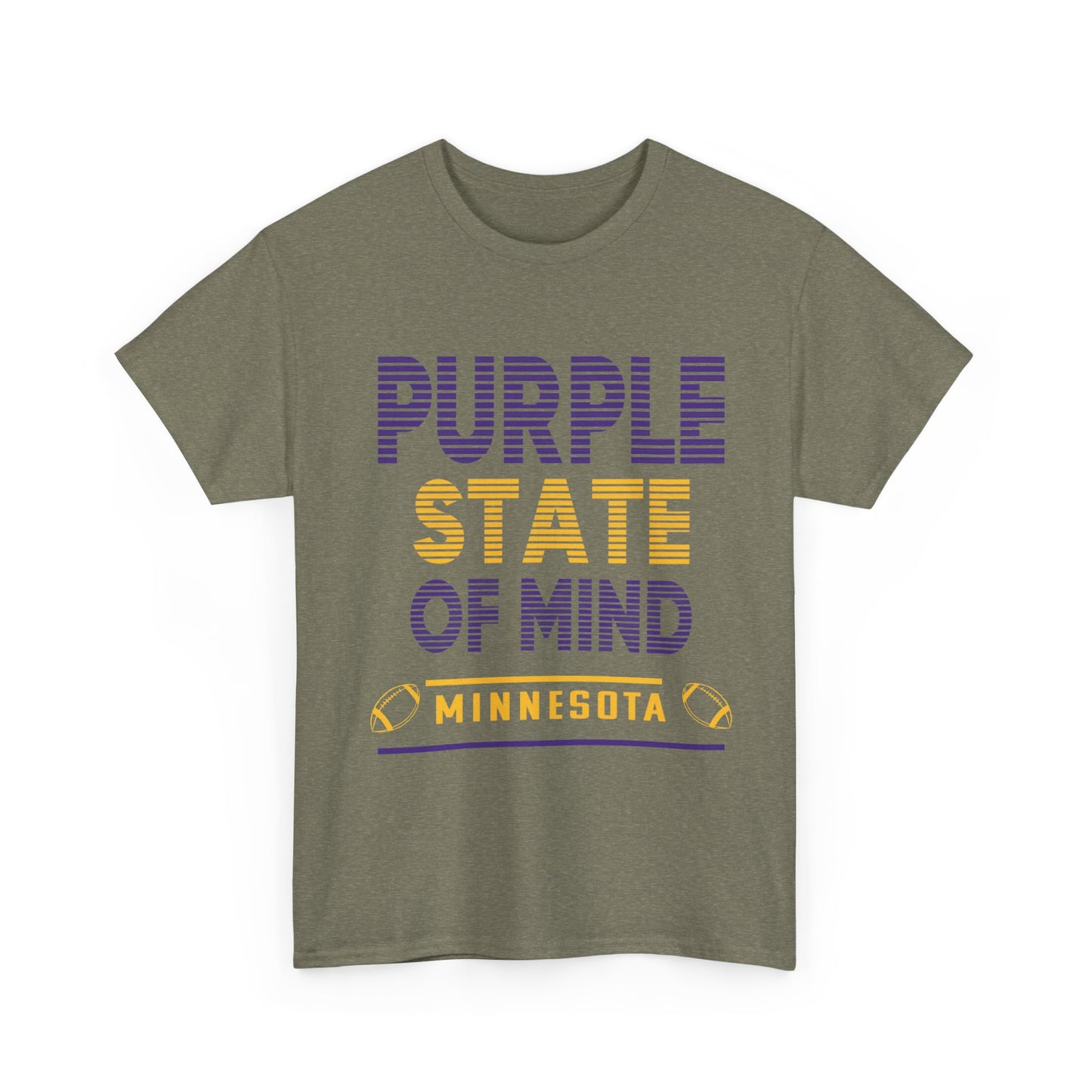 Purple State of Mind Male Cotton Tee, Comfortable Casual Wear, Gift for Minnesota Lovers, Birthday, College Apparel