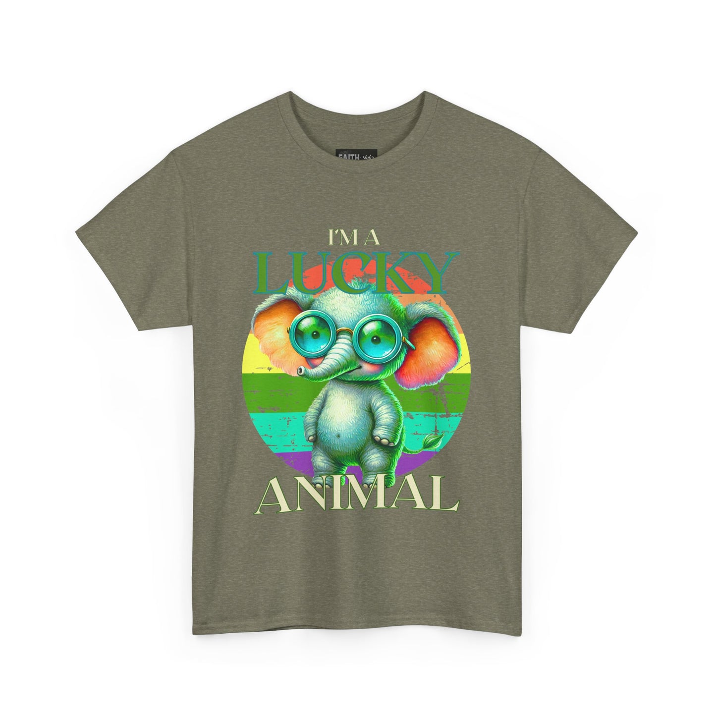 Lucky Animal Unisex Heavy Cotton Tee, Cute Gift for Animal Lovers, Casual Streetwear, St. Patrick's Day, Birthday Apparel