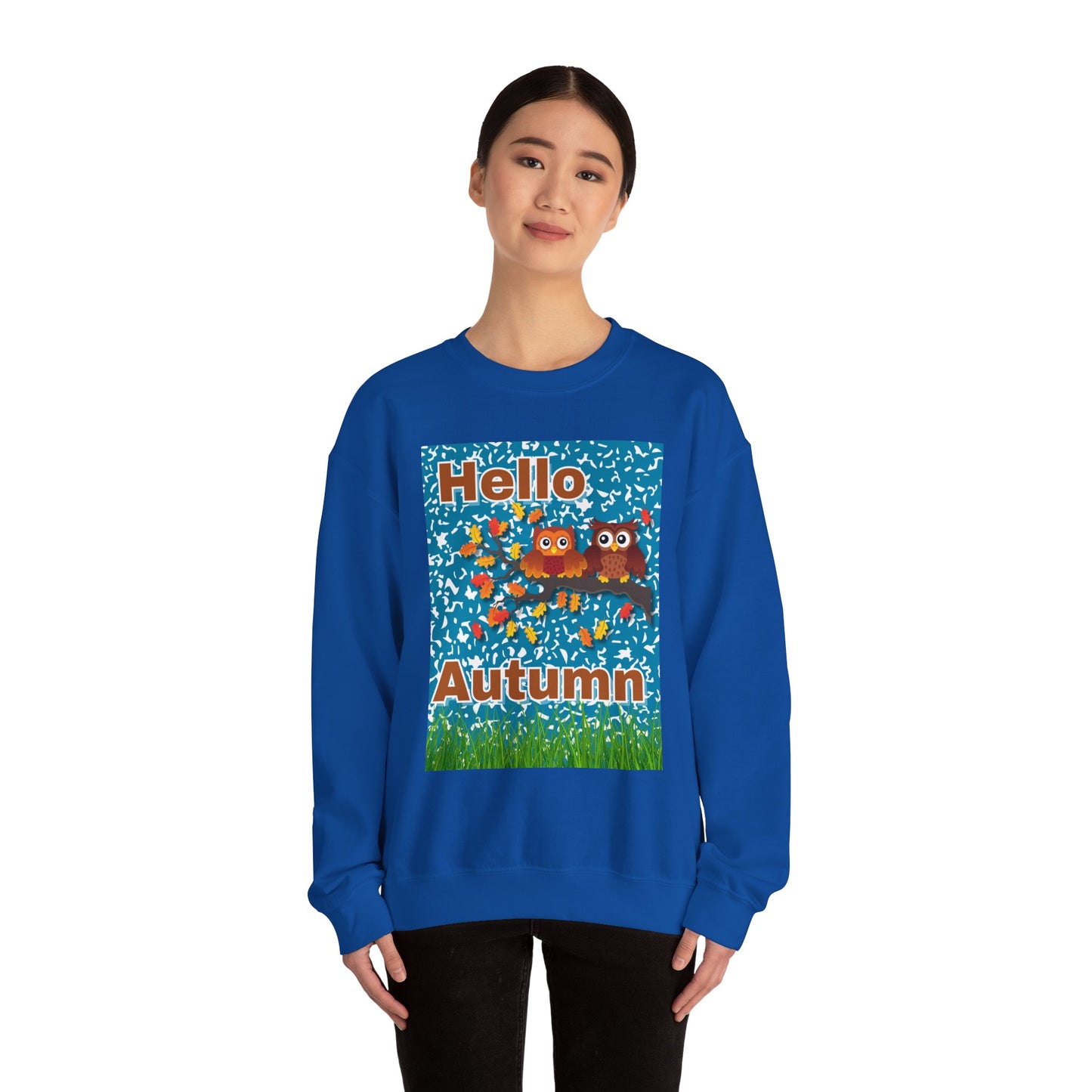 Autumn Owl Crewneck Sweatshirt, Cozy Fall Apparel, Seasonal Gift, Halloween, Thanksgiving, Cute Sweatshirt, Unisex Fall Fashion