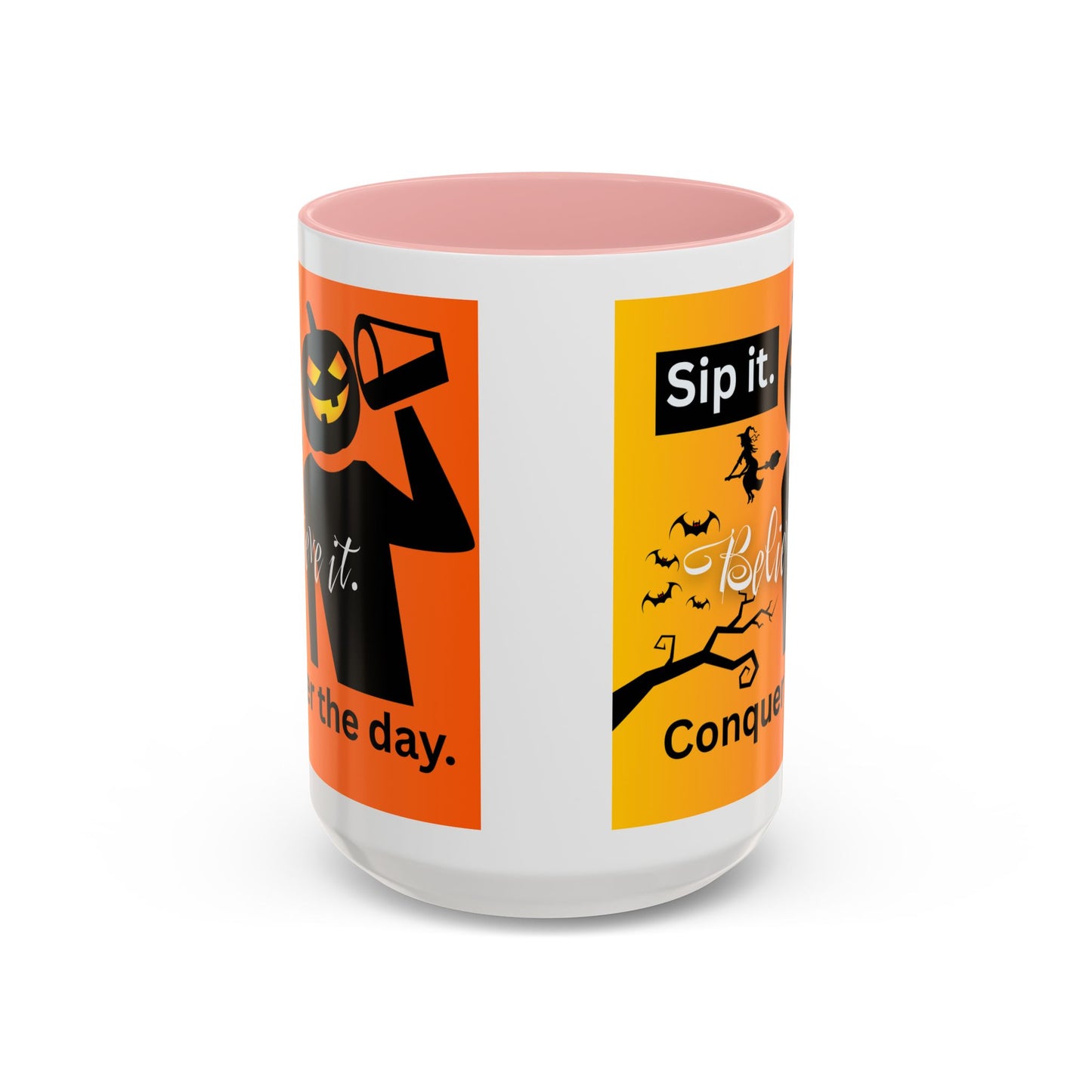 Halloween-Themed Coffee Mug, Sip It Believe It Conquer the Day, Fall Decor, Gift for Pumpkin Lovers, Autumn Kitchenware