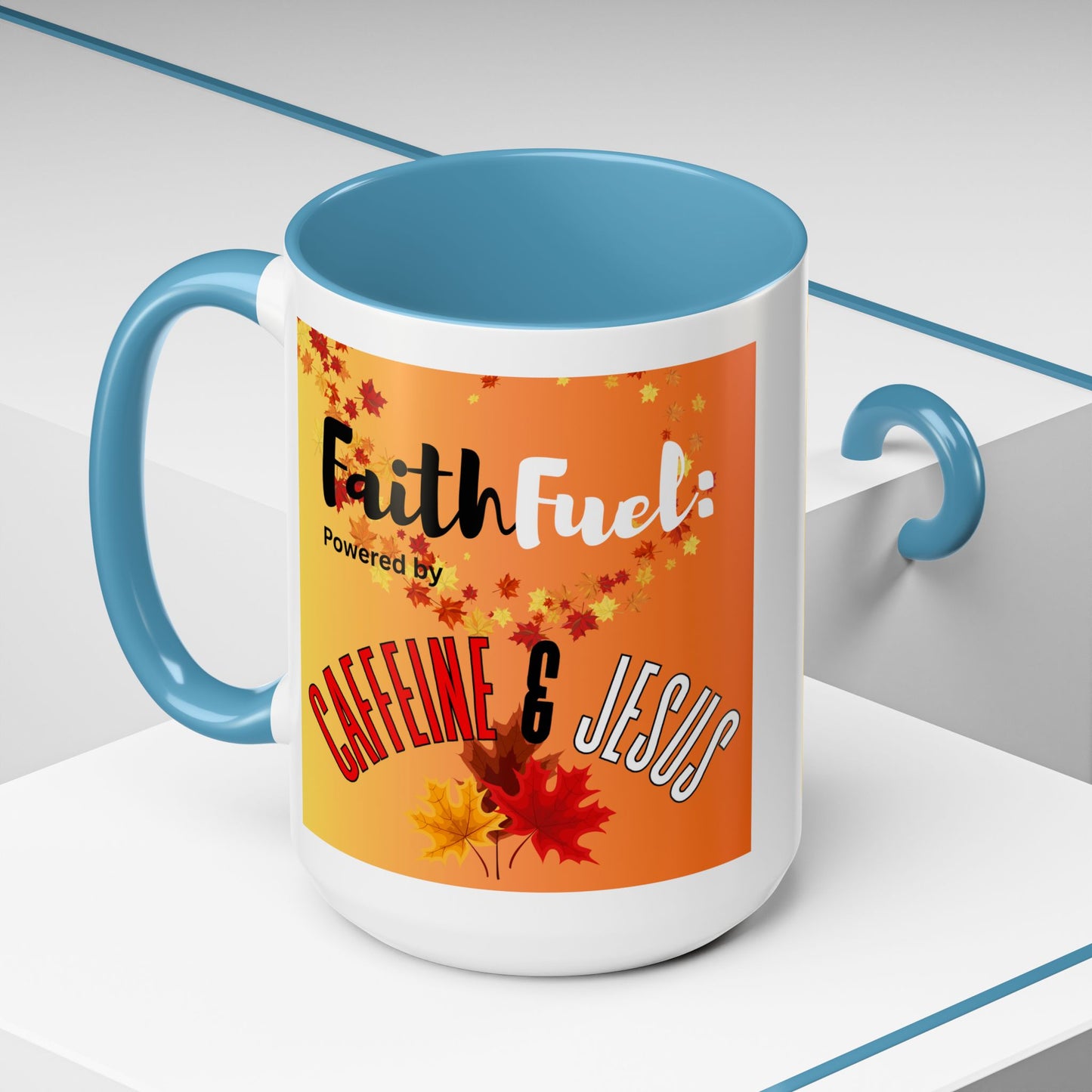 FaithFuel Caffeine & Jesus Mug - Fall Coffee Cup, Inspirational Gift, Autumn Decor, Home Office Supplies, Religious Mug
