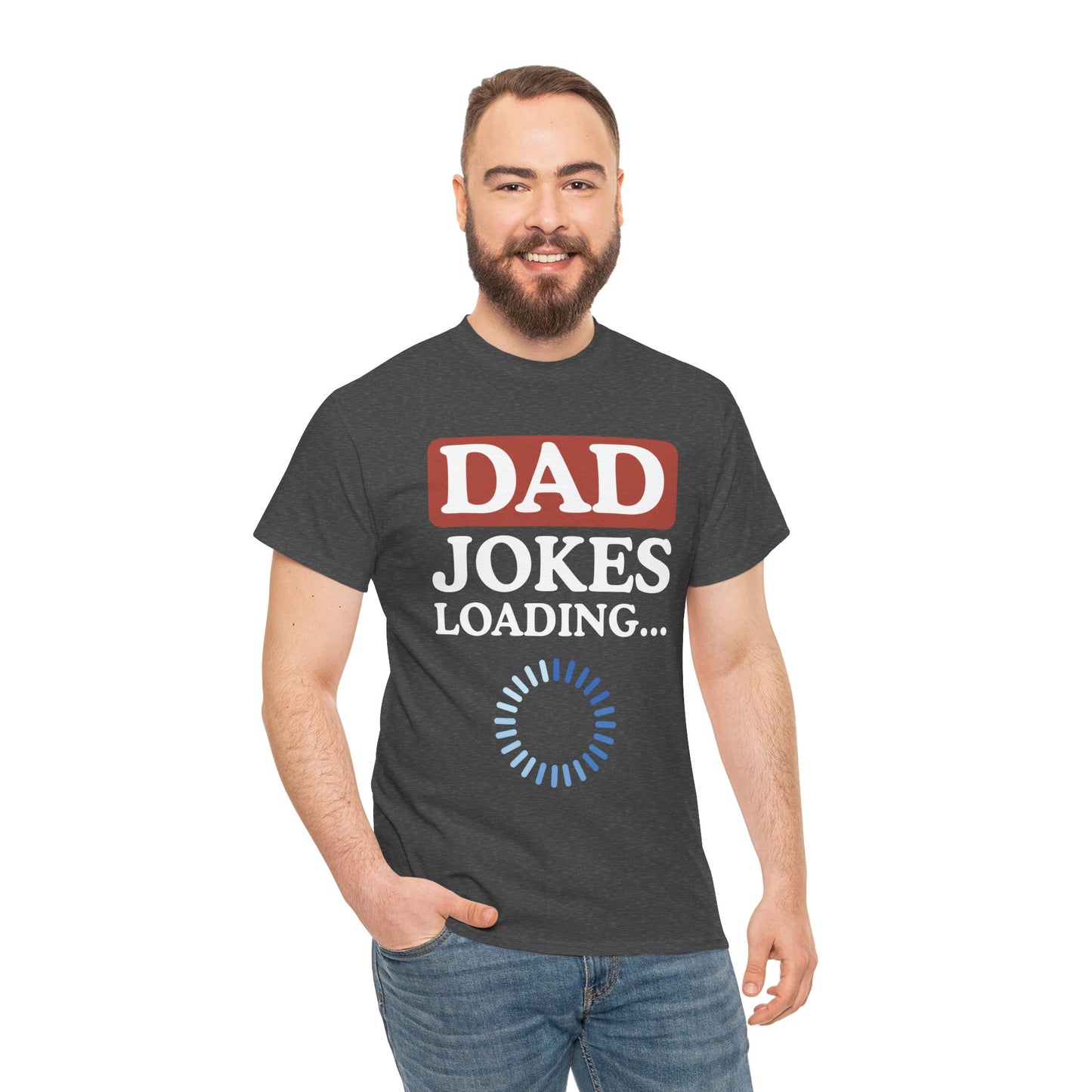 Dad Jokes Loading Unisex Heavy Cotton Tee, Funny Father's Day Gift, Humor T-Shirt, Dad Shirt, Gag Gift for Dads, Casual Everyday Wear