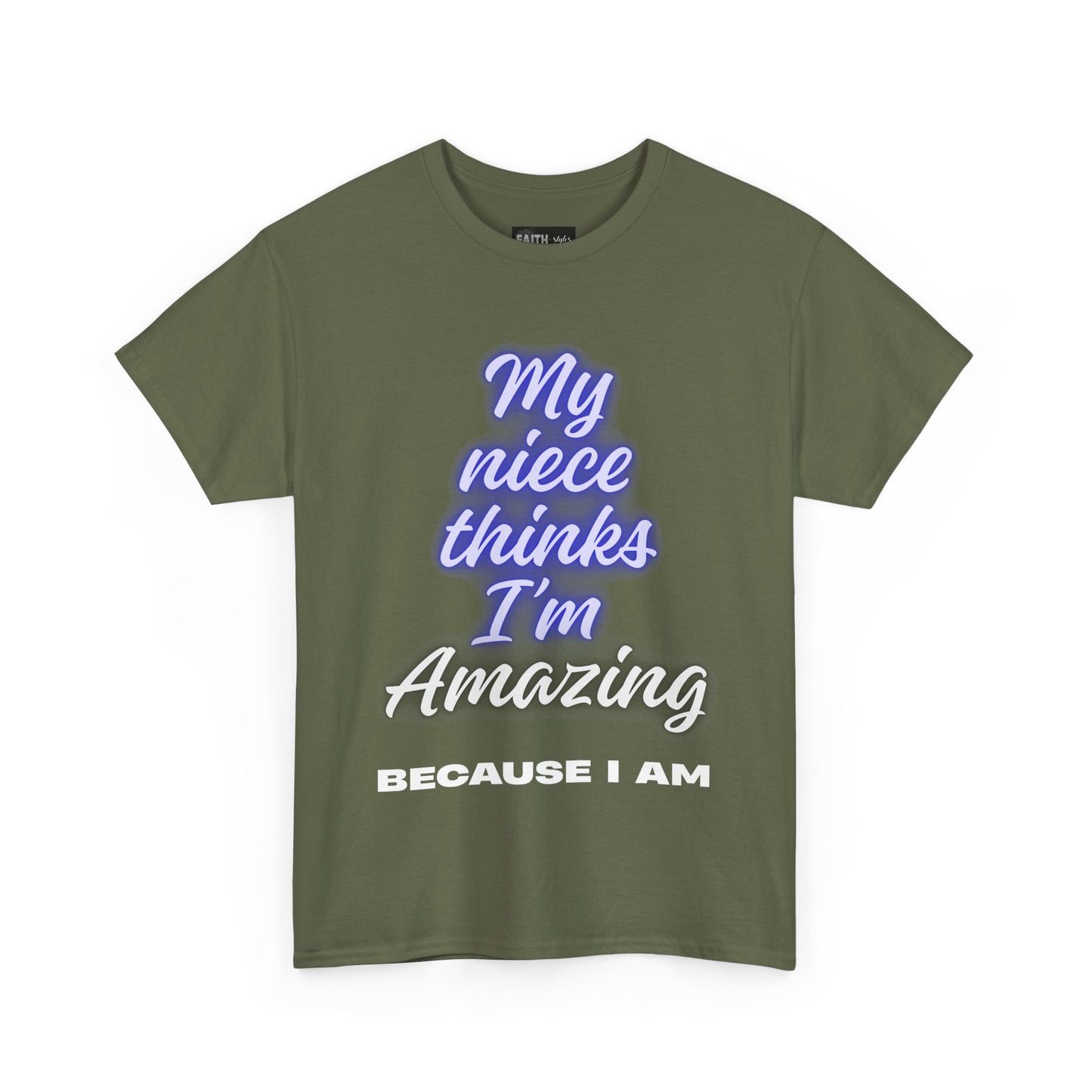 Unisex Heavy Cotton Tee - "My niece thinks I’m Amazing" T-Shirt, Perfect Birthday Gift, Funny Family Tee, Gift for Aunt