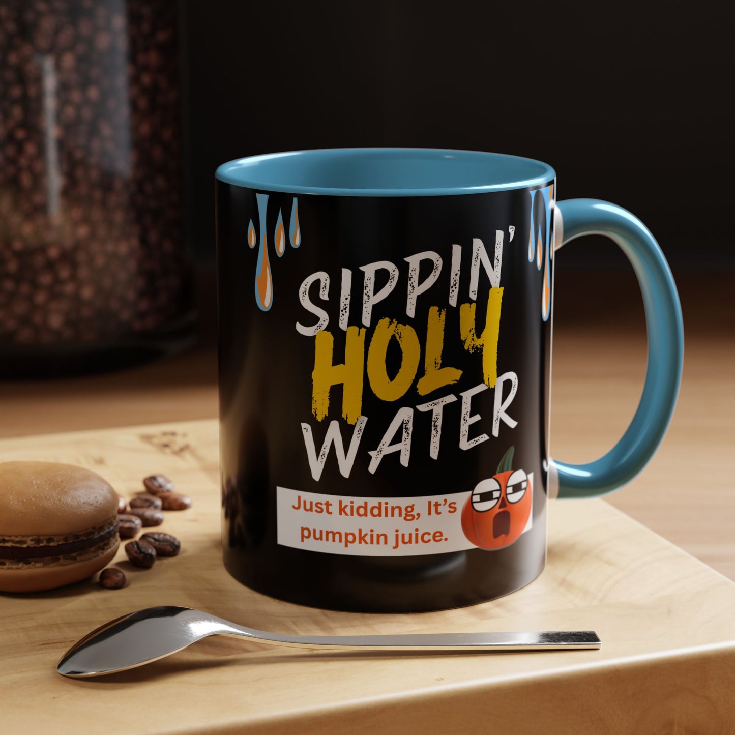 Sippin' Holy Water Coffee Mug, Funny Pumpkin Juice Mug, Halloween Coffee Cup, Unique Gift for Fall, Cute Office Mug, Quirky Kitchenware