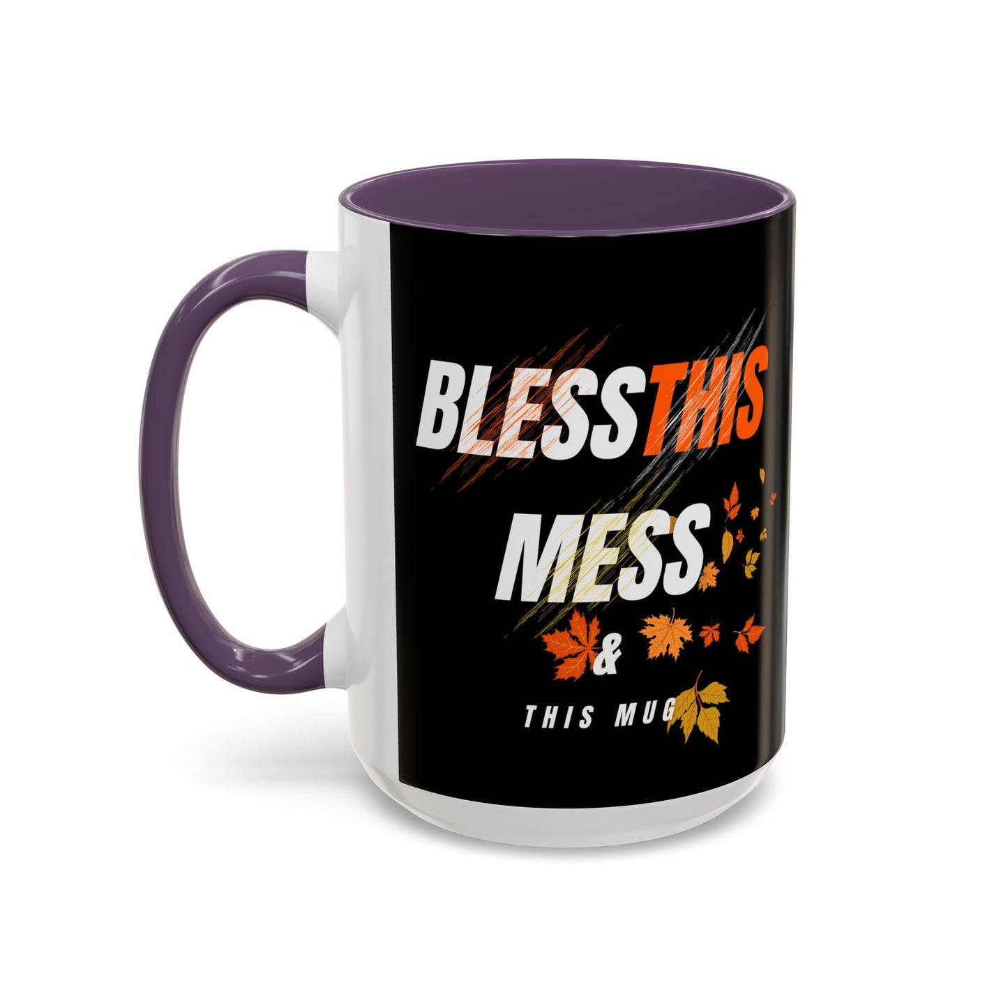 Bless This Mess Coffee Mug, Autumn Mug, Funny Mug Gift, Black Ceramic Mug, Fall Coffee Cup