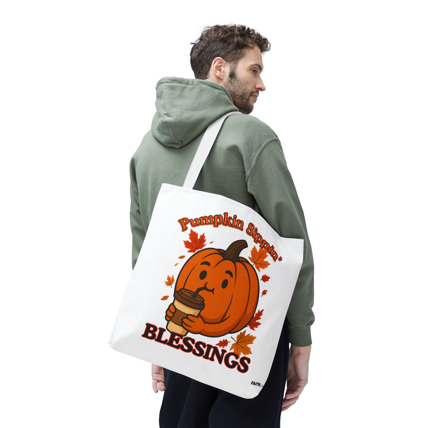 FaithStyles Autumn Pumpkin Blessings Tote Bag | Fall Bag, Cute Tote, Gift for Her, Thanksgiving, Coffee Lovers, Halloween Decor