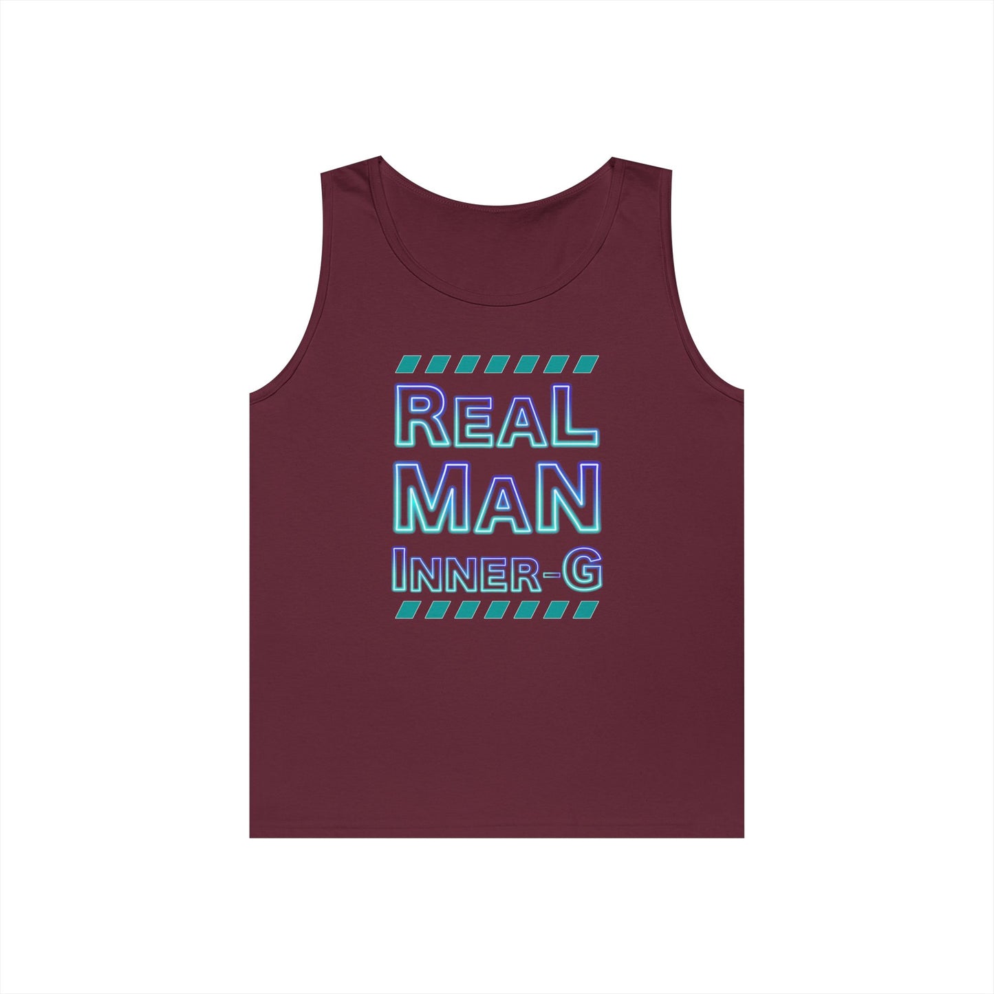 Real Man Inner G Unisex Heavy Cotton Tank Top, Motivational Gym Wear, Summer Fashion, Casual Outift, Gift for Him, Inspirational Tank