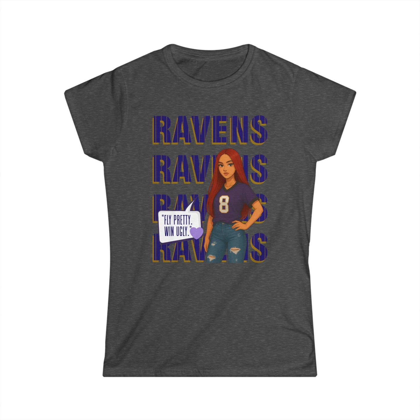 Ravens Fan Women's Softstyle Tee, Sports Apparel, Gift for Fans, Casual Wear, Game Day Outfit, Football Merchandise