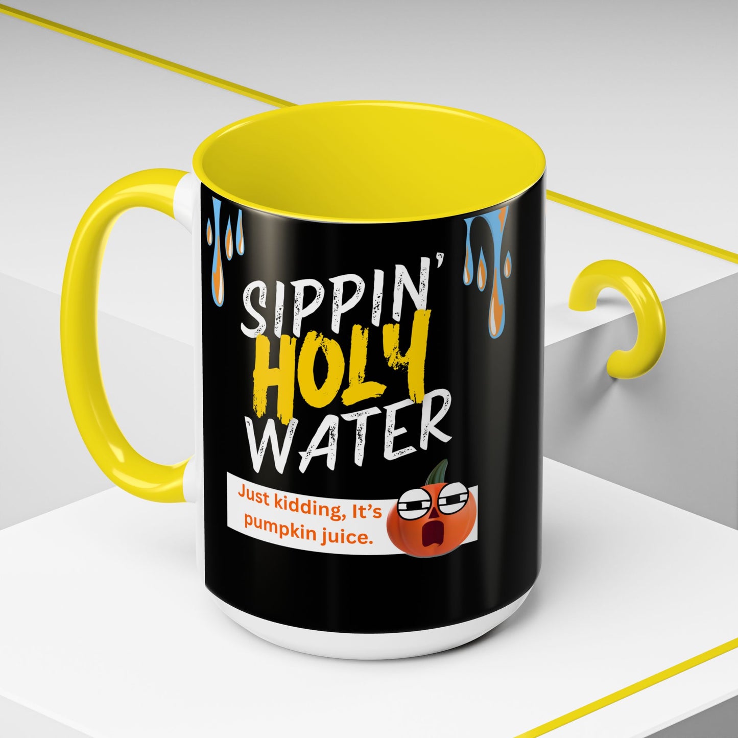 Sippin' Holy Water Coffee Mug, Funny Pumpkin Juice Mug, Halloween Coffee Cup, Unique Gift for Fall, Cute Office Mug, Quirky Kitchenware