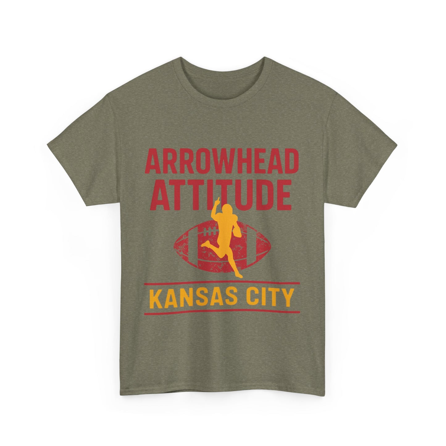 Male Heavy Cotton Tee, Arrowhead Attitude, Football Tee