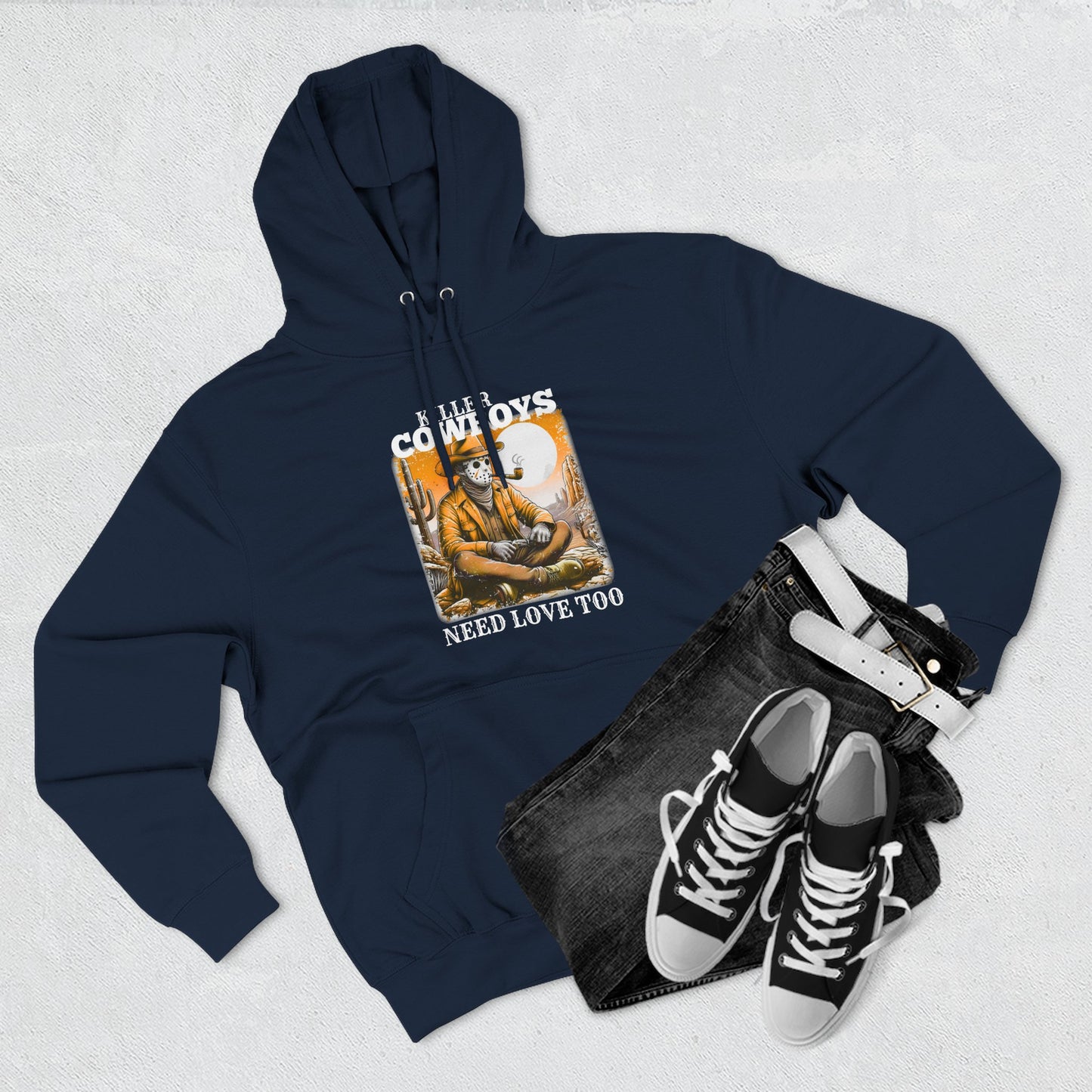 Three-Panel Fleece Hoodie-Front & Back Images