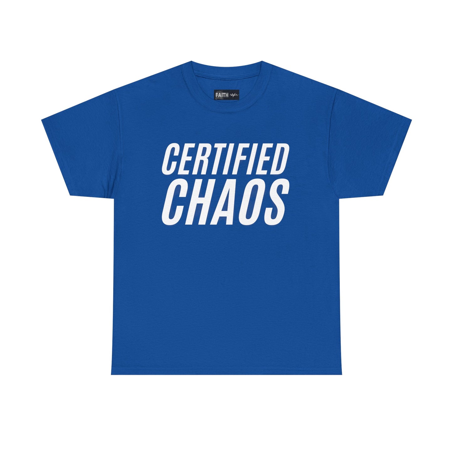 Certified Chaos Unisex Heavy Cotton Tee, Casual Tee, Graphic Tee, Trendy T-Shirt, Gift for Friends, Everyday Wear