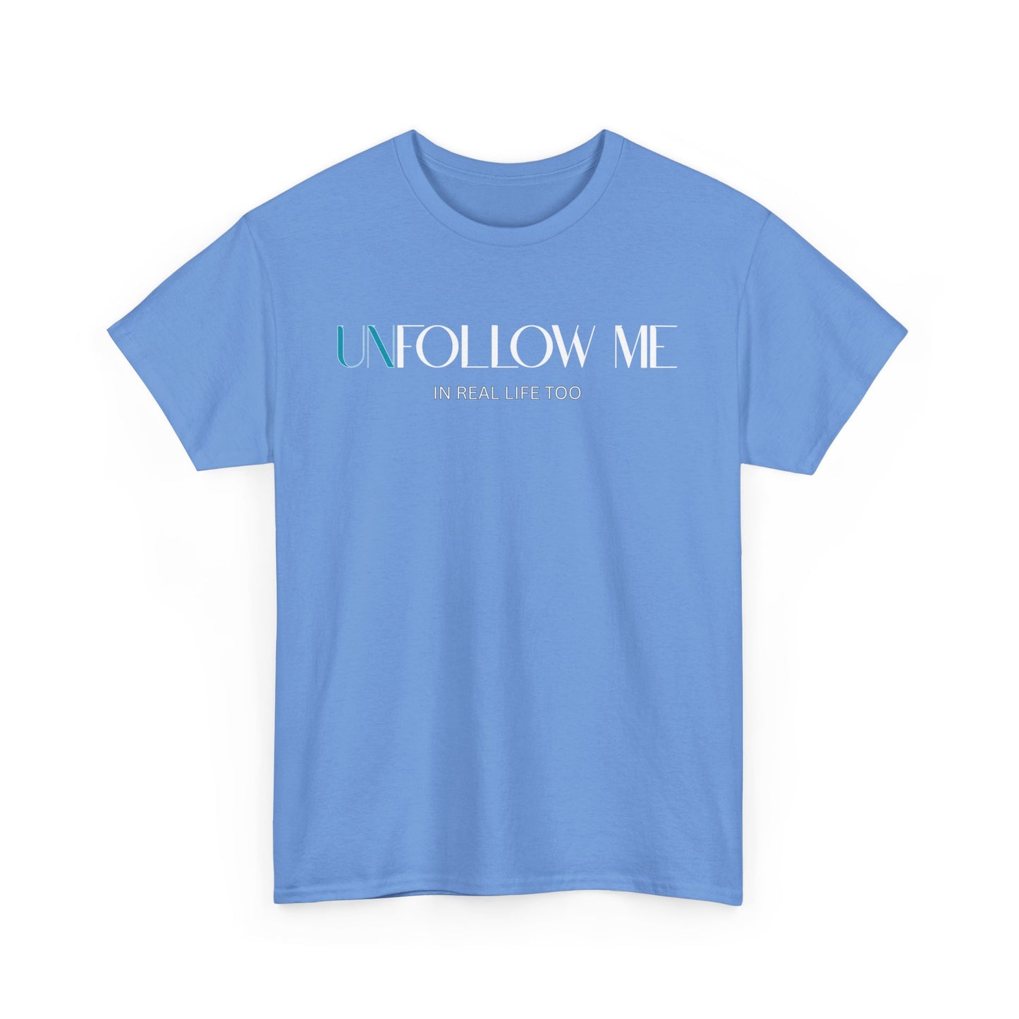 Male Graphic Tee, "Unfollow Me" Statement Shirt, Trendy Casual Style, Perfect Gift for Friends, Relaxed Everyday Wear, Social Media Humor