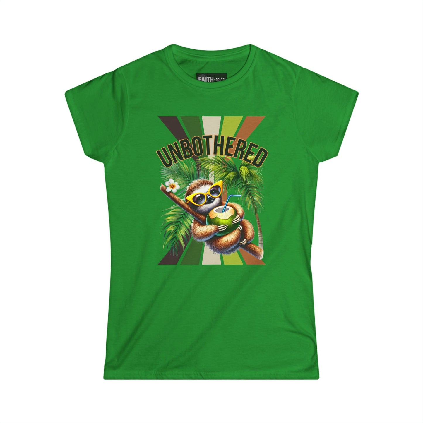 Unbothered Sloth Women's Softstyle Tee, Fun T-Shirt, Casual Wear, Vacation Outfit, Gift for Animal Lovers, Summer Top
