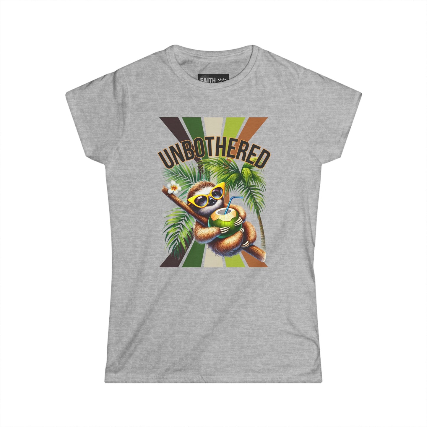 Unbothered Sloth Women's Softstyle Tee, Fun T-Shirt, Casual Wear, Vacation Outfit, Gift for Animal Lovers, Summer Top
