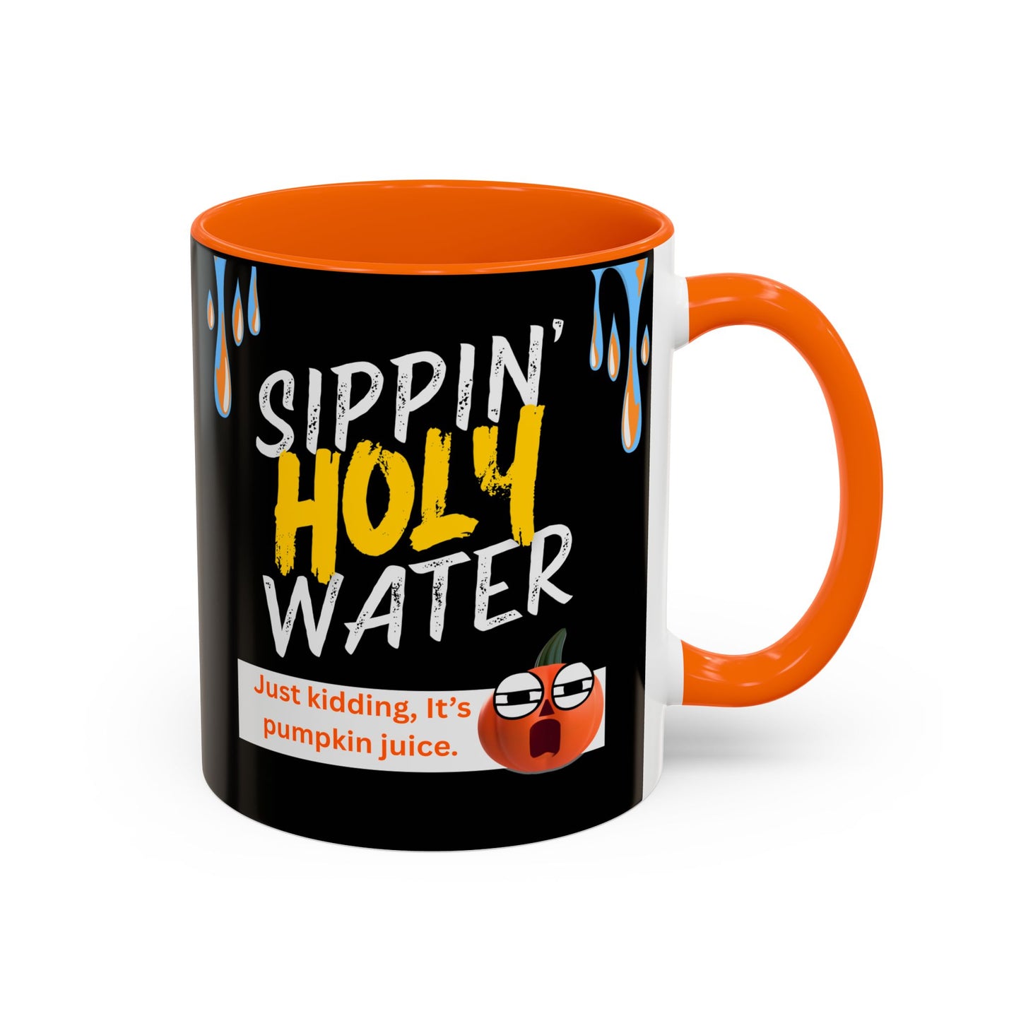Sippin' Holy Water Coffee Mug, Funny Pumpkin Juice Mug, Halloween Coffee Cup, Unique Gift for Fall, Cute Office Mug, Quirky Kitchenware