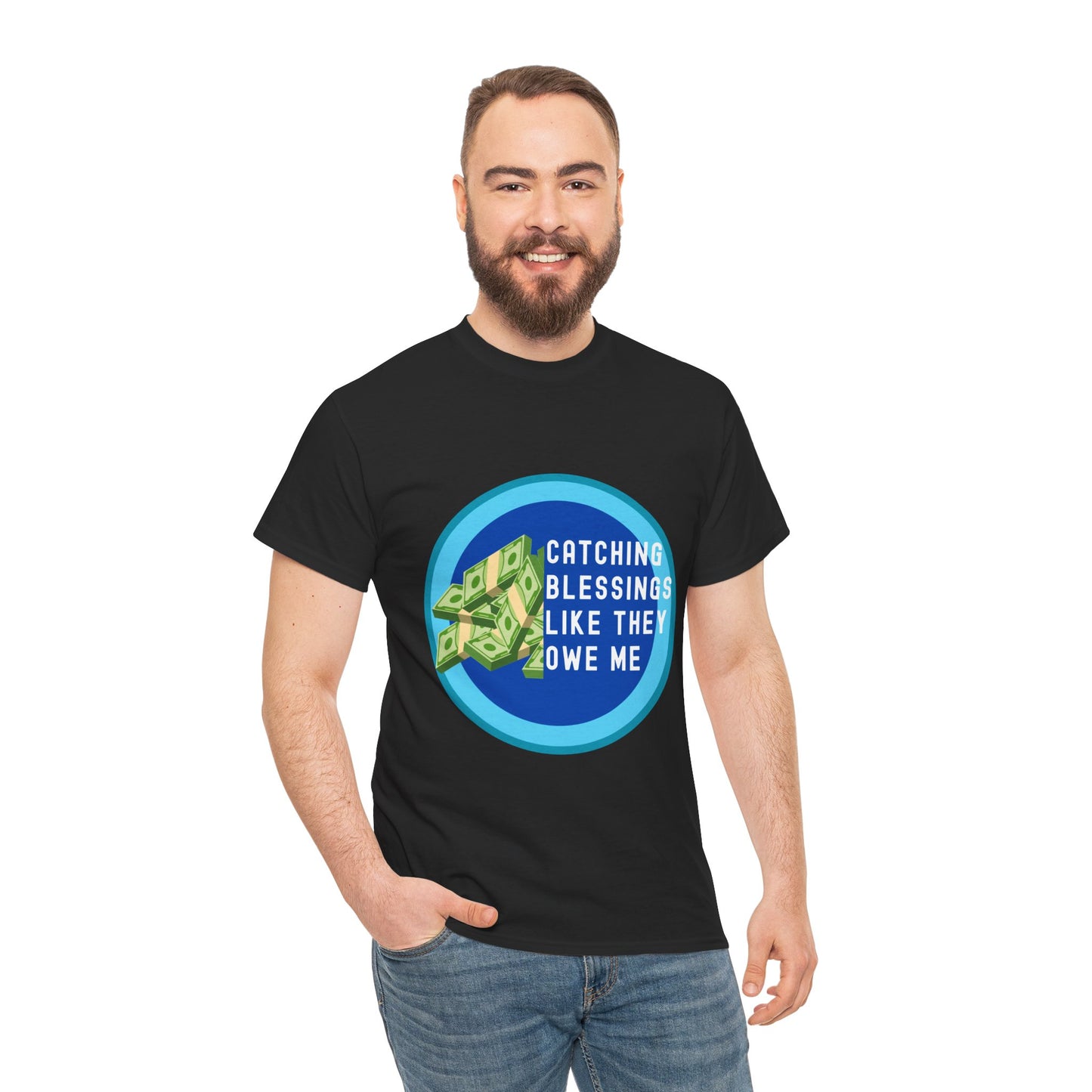 Catching Blessings Unisex Heavy Cotton Tee - Motivational Graphic T-Shirt