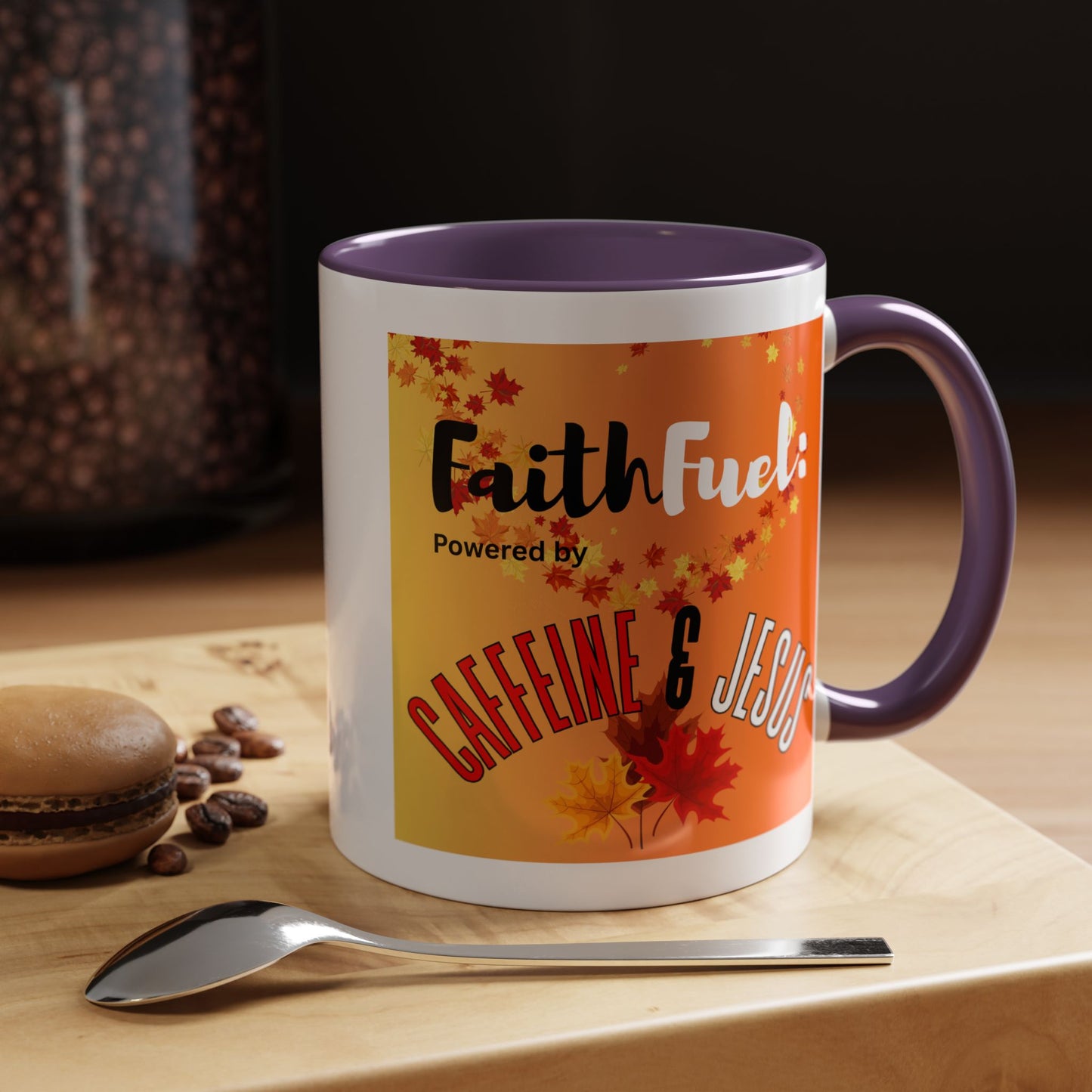 FaithFuel Caffeine & Jesus Mug - Fall Coffee Cup, Inspirational Gift, Autumn Decor, Home Office Supplies, Religious Mug